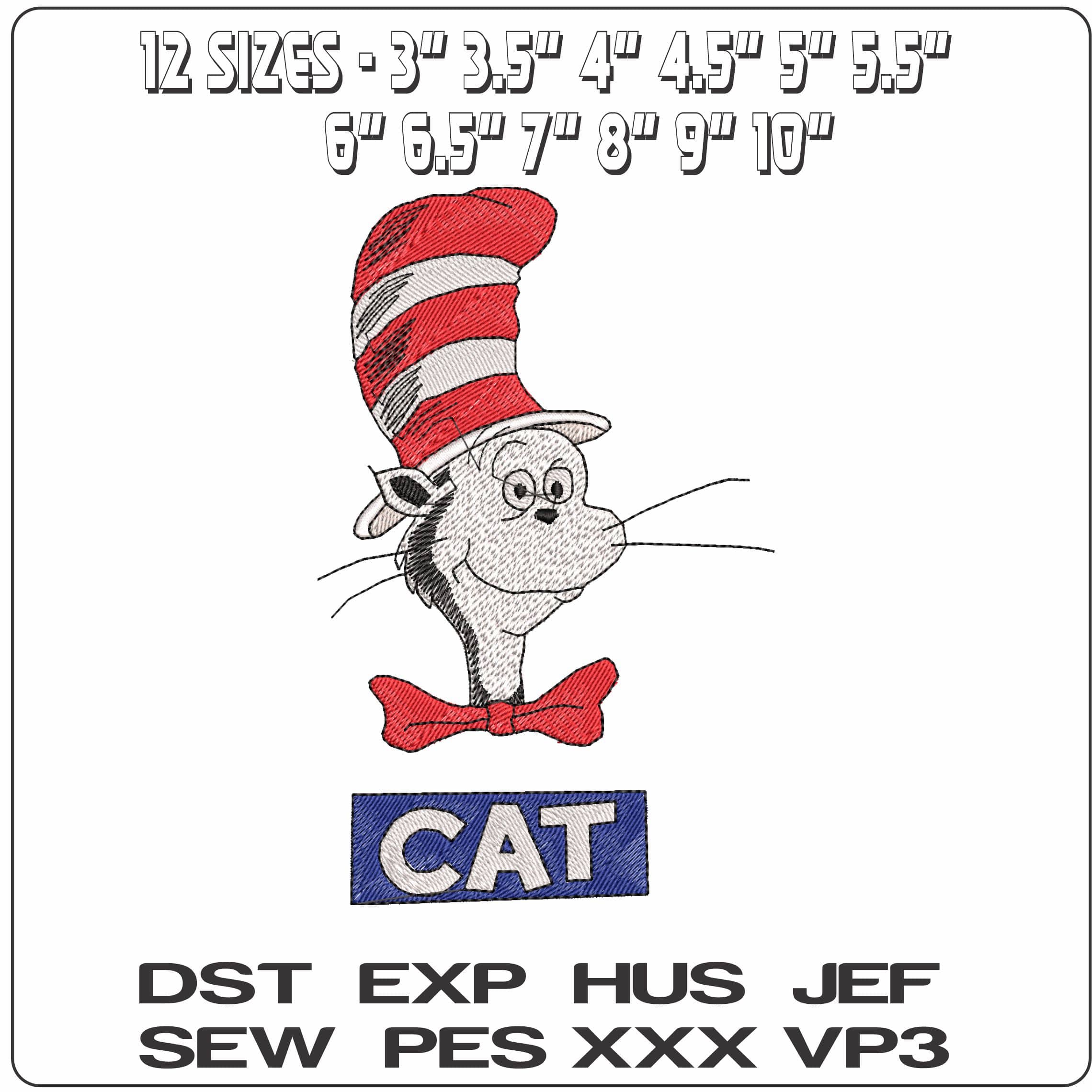 Cat in the Hat  - Elegant embroidery design file - instant download — view 2