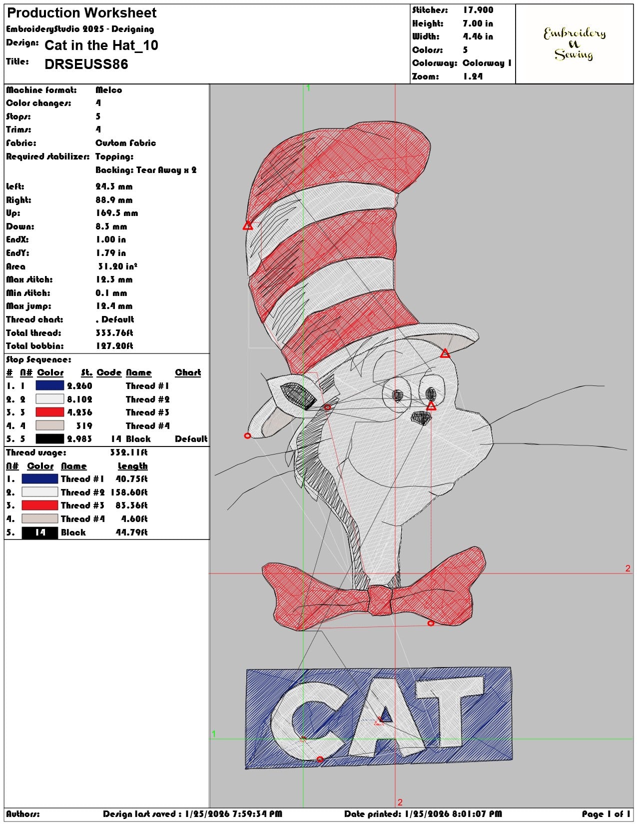 Cat in the Hat  - Elegant embroidery design file - instant download — view 3