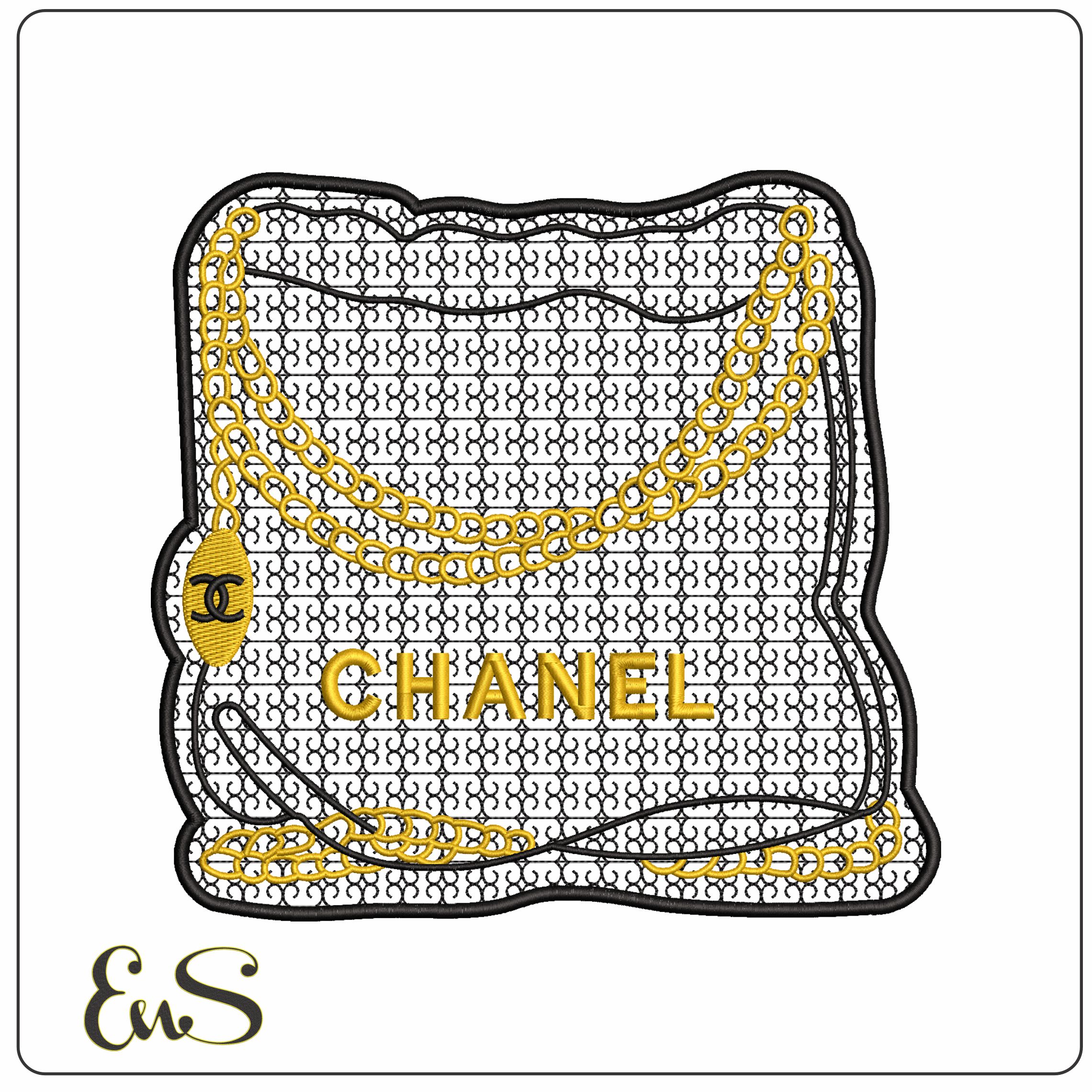 Chanel Black Bag  - Elegant embroidery design file - instant download