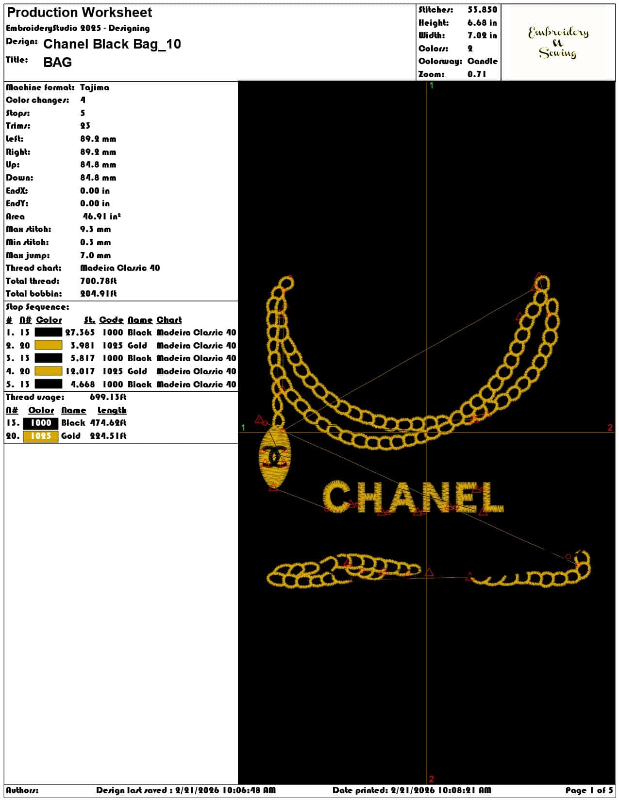 Chanel Black Bag  - Elegant embroidery design file - instant download — view 3