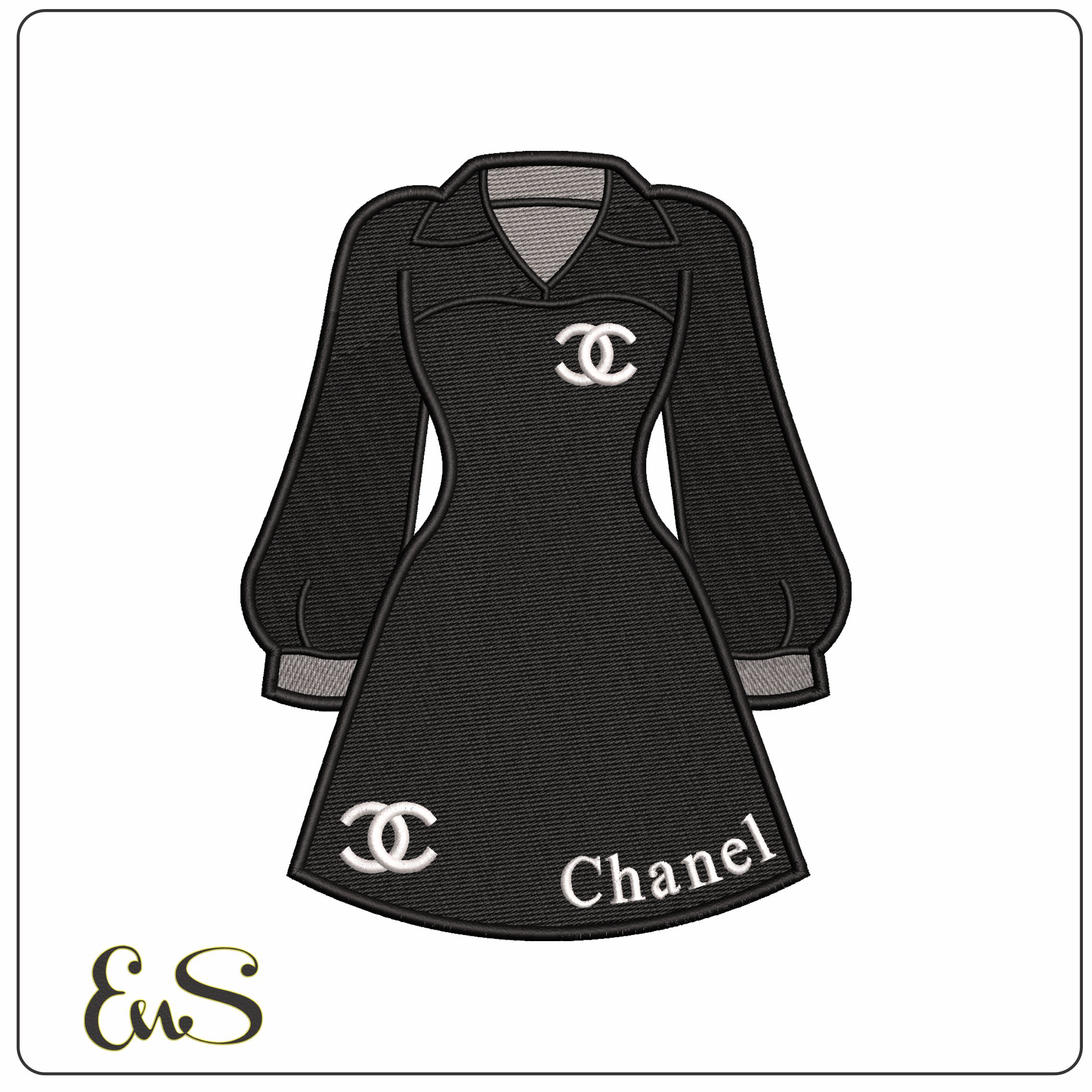 Chanel black dress  - Elegant embroidery design file - instant download