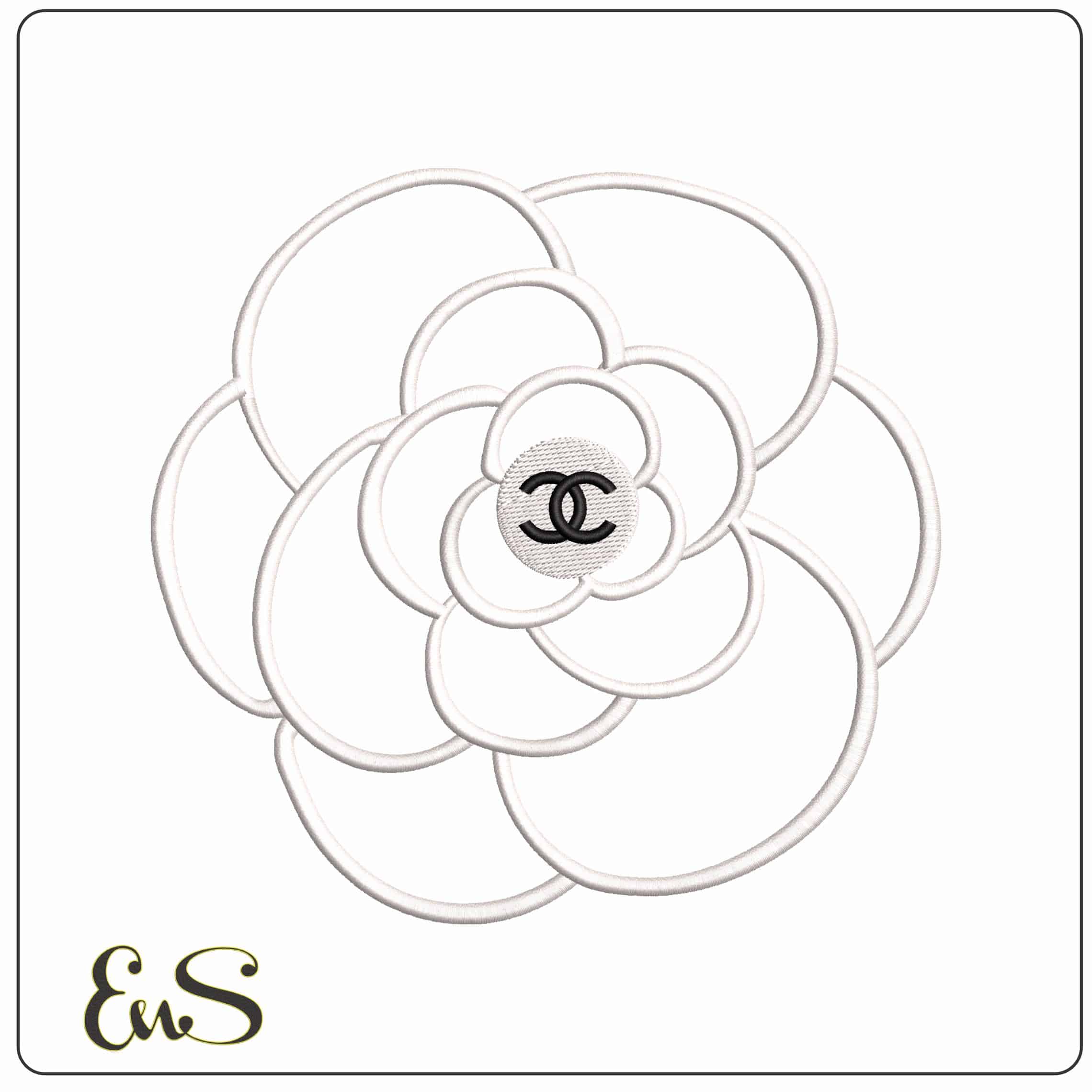 Chanel Flower  - Elegant embroidery design file - instant download