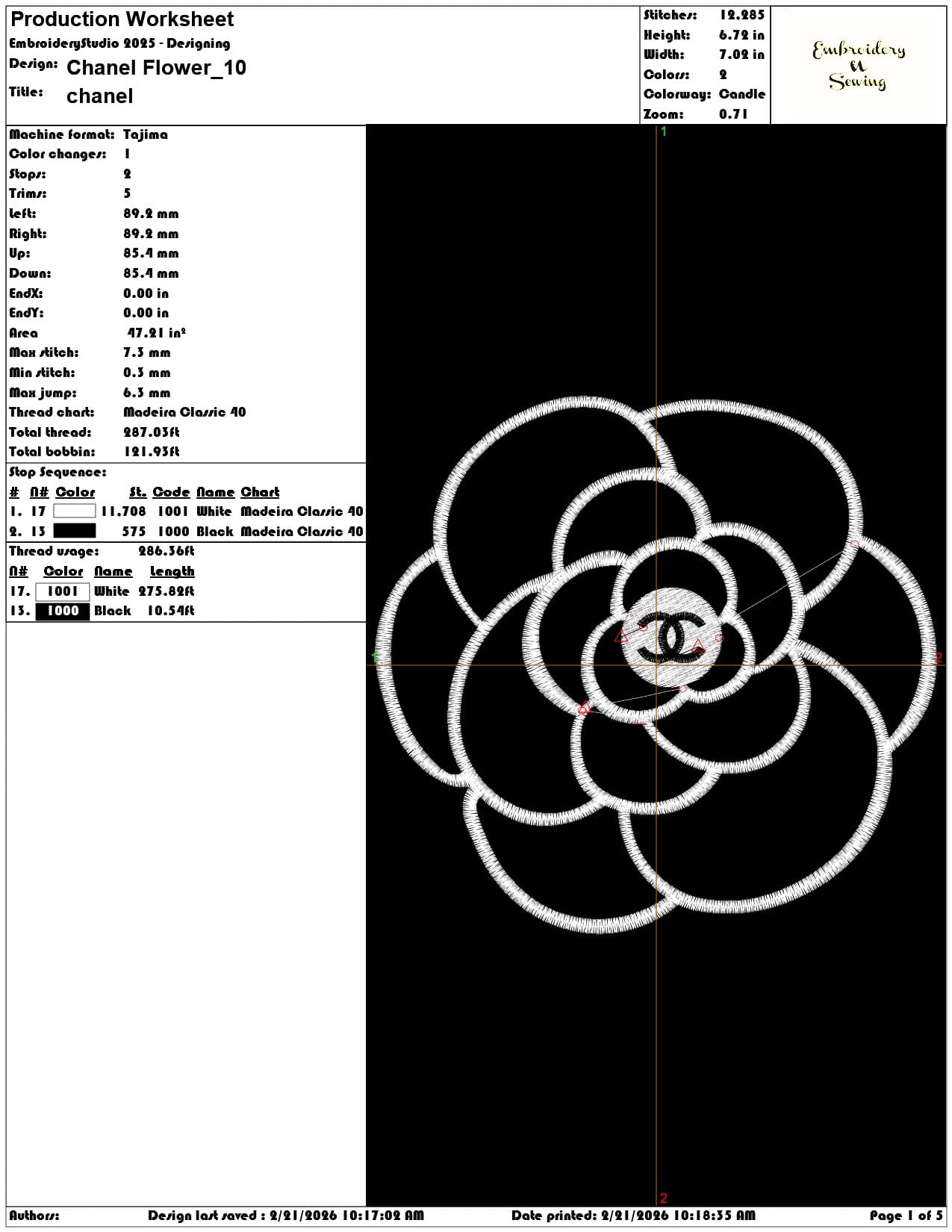 Chanel Flower  - Elegant embroidery design file - instant download — view 3
