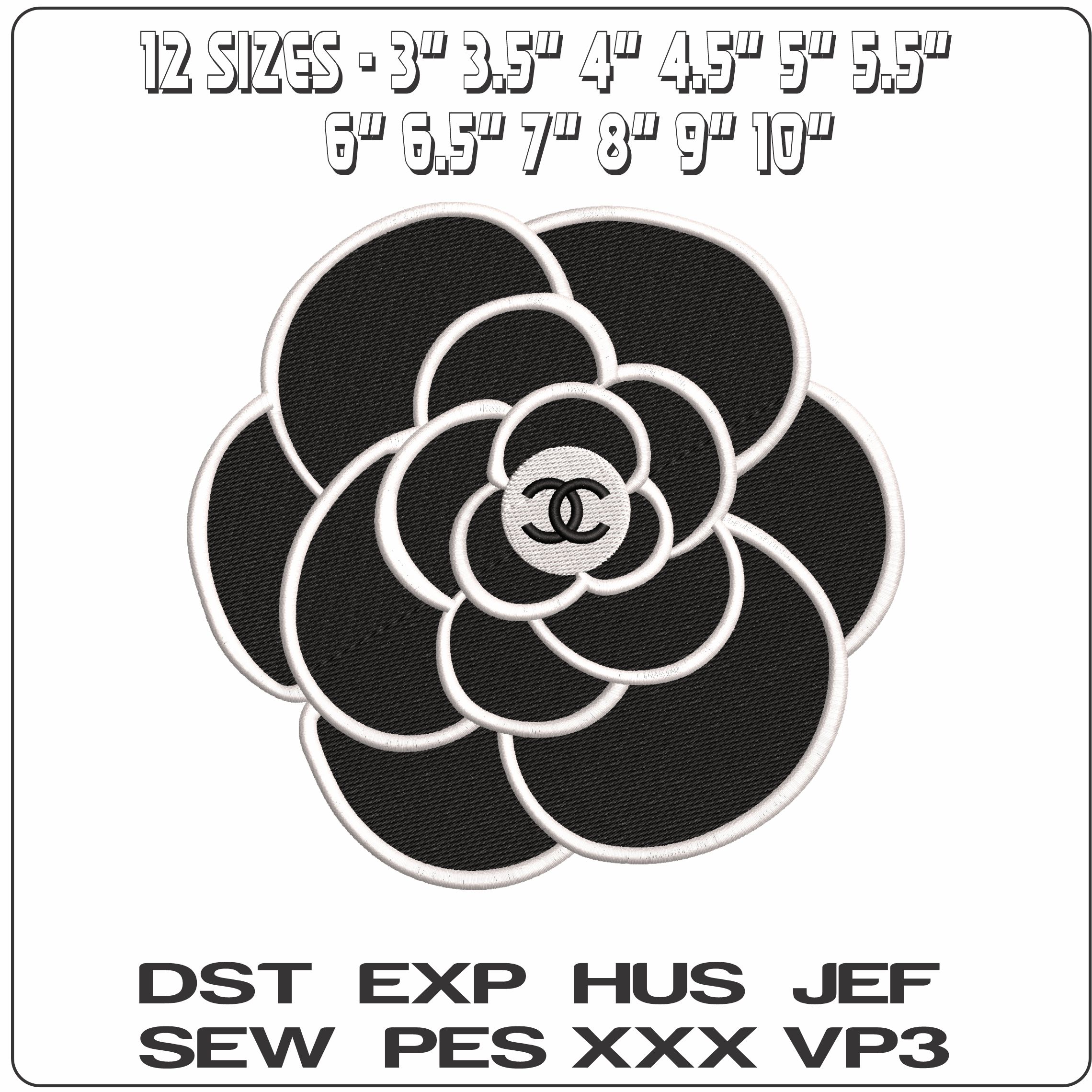 Chanel Flower Filled  - Elegant embroidery design file - instant download — view 2