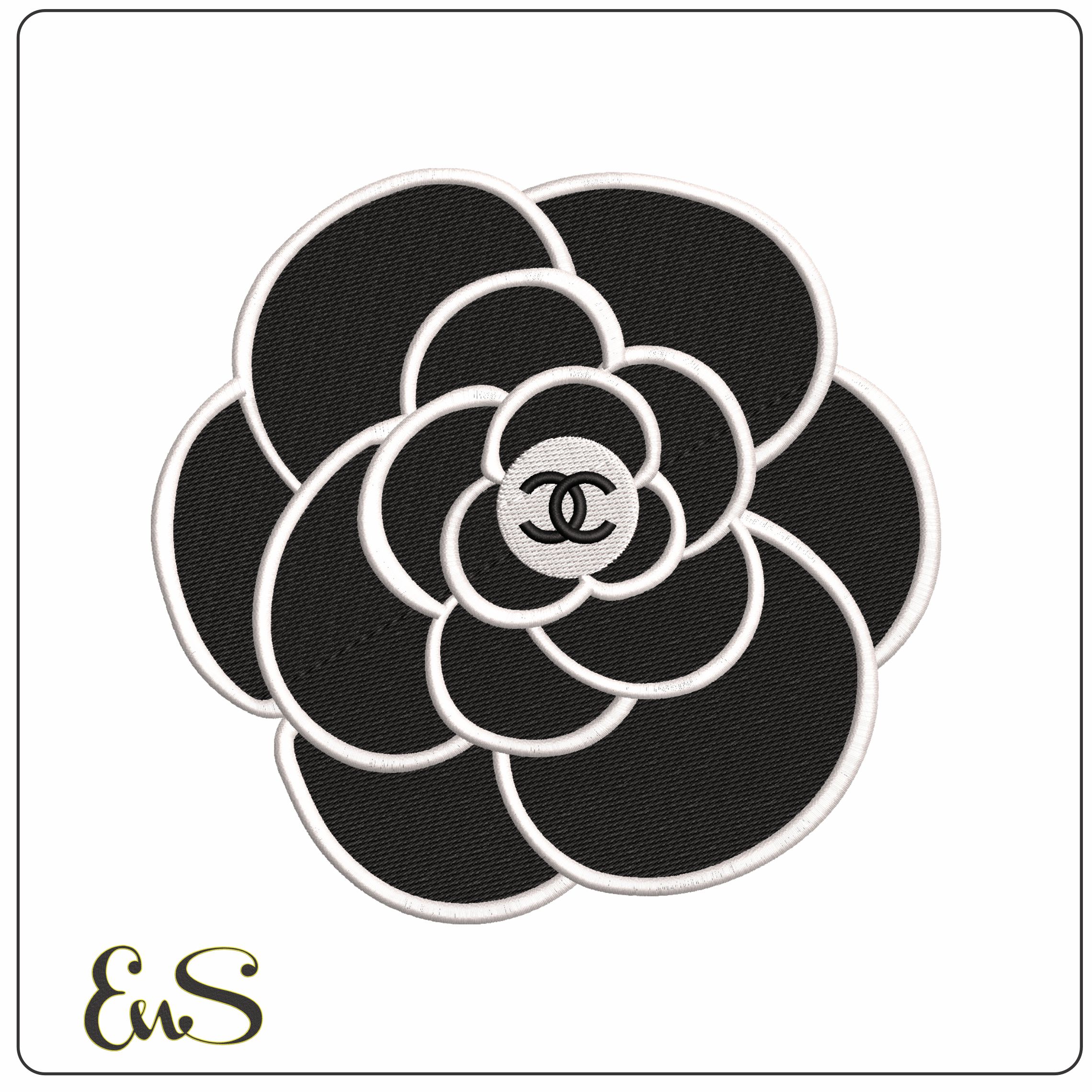 Chanel Flower Filled  - Elegant embroidery design file - instant download