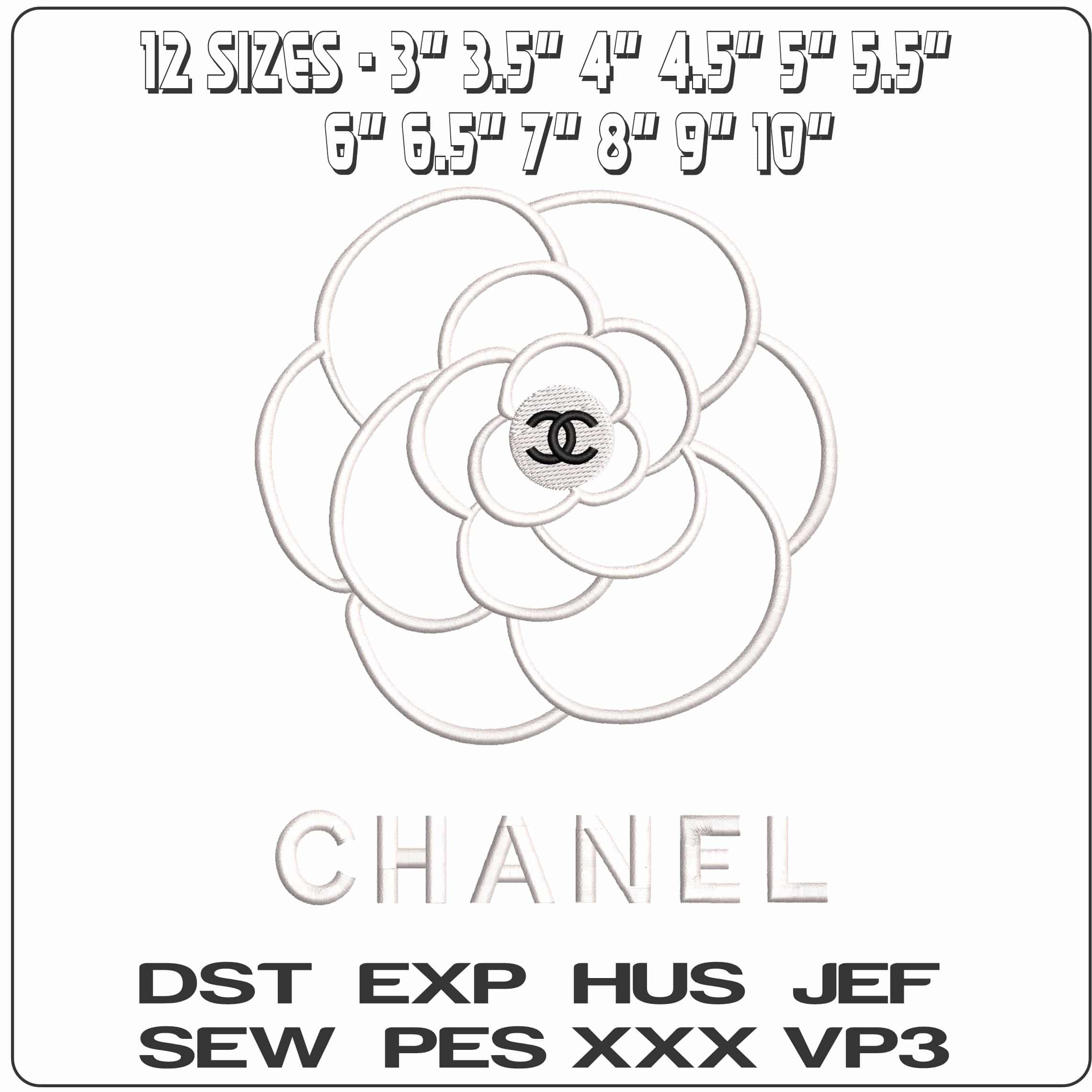 Chanel Flower with Name  - Elegant embroidery design file - instant download — view 2