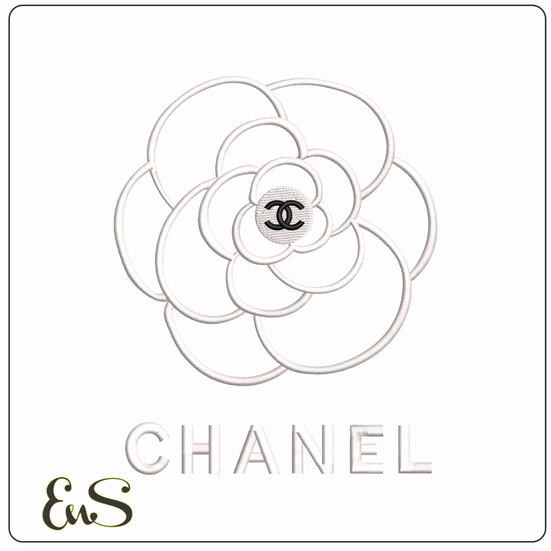 Chanel Flower with Name  - Elegant embroidery design file - instant download