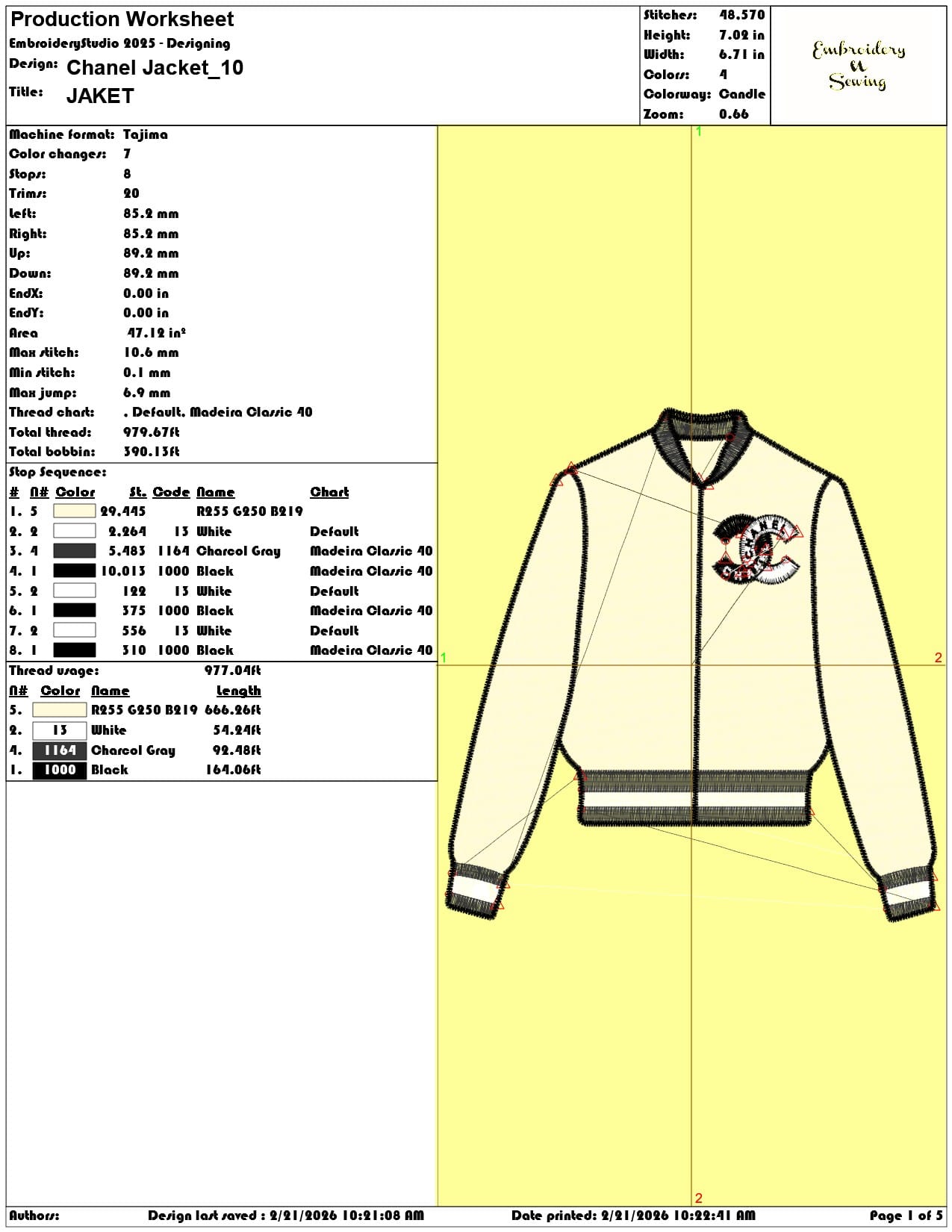 Chanel Jacket  - Elegant embroidery design file - instant download — view 3