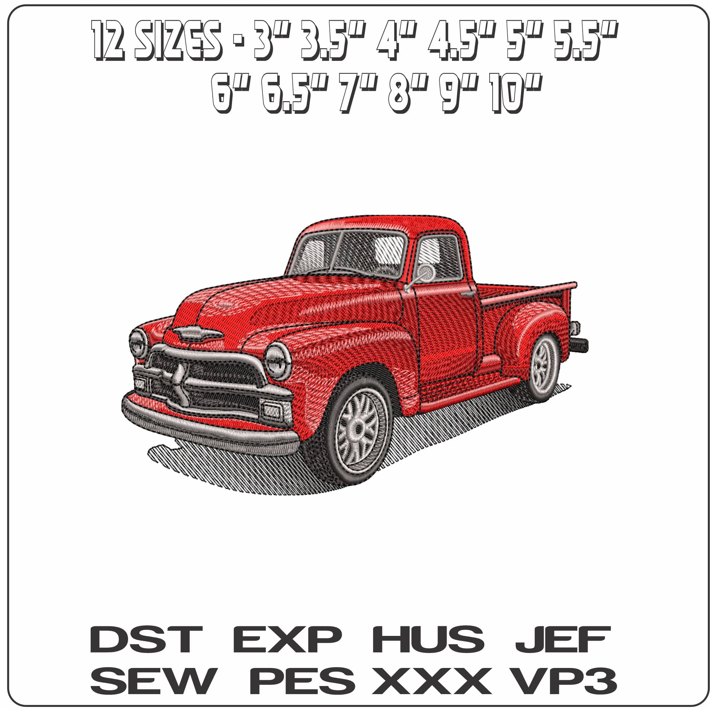 Chevrolet 3100 54 red Truck  - Elegant embroidery design file - instant download — view 2
