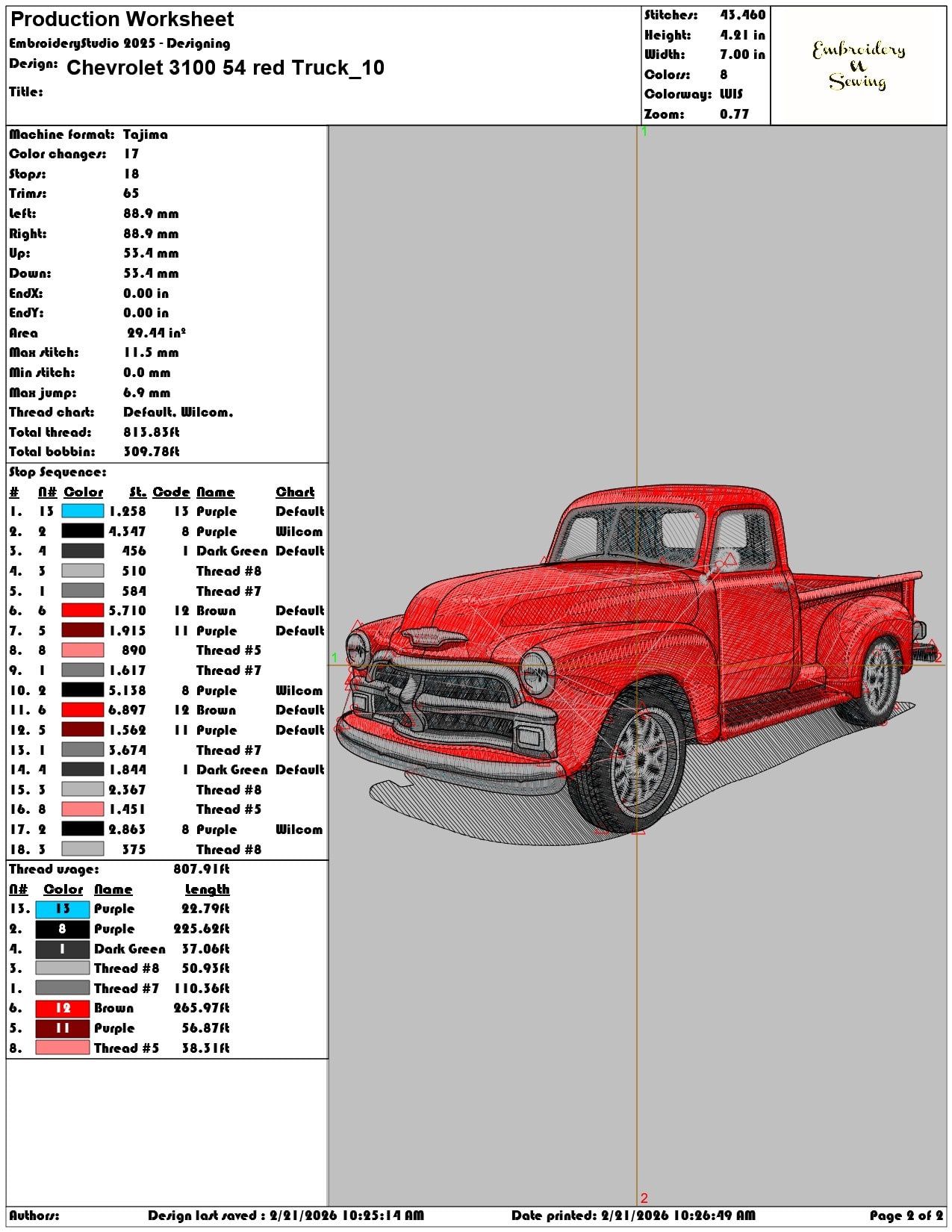 Chevrolet 3100 54 red Truck  - Elegant embroidery design file - instant download — view 4