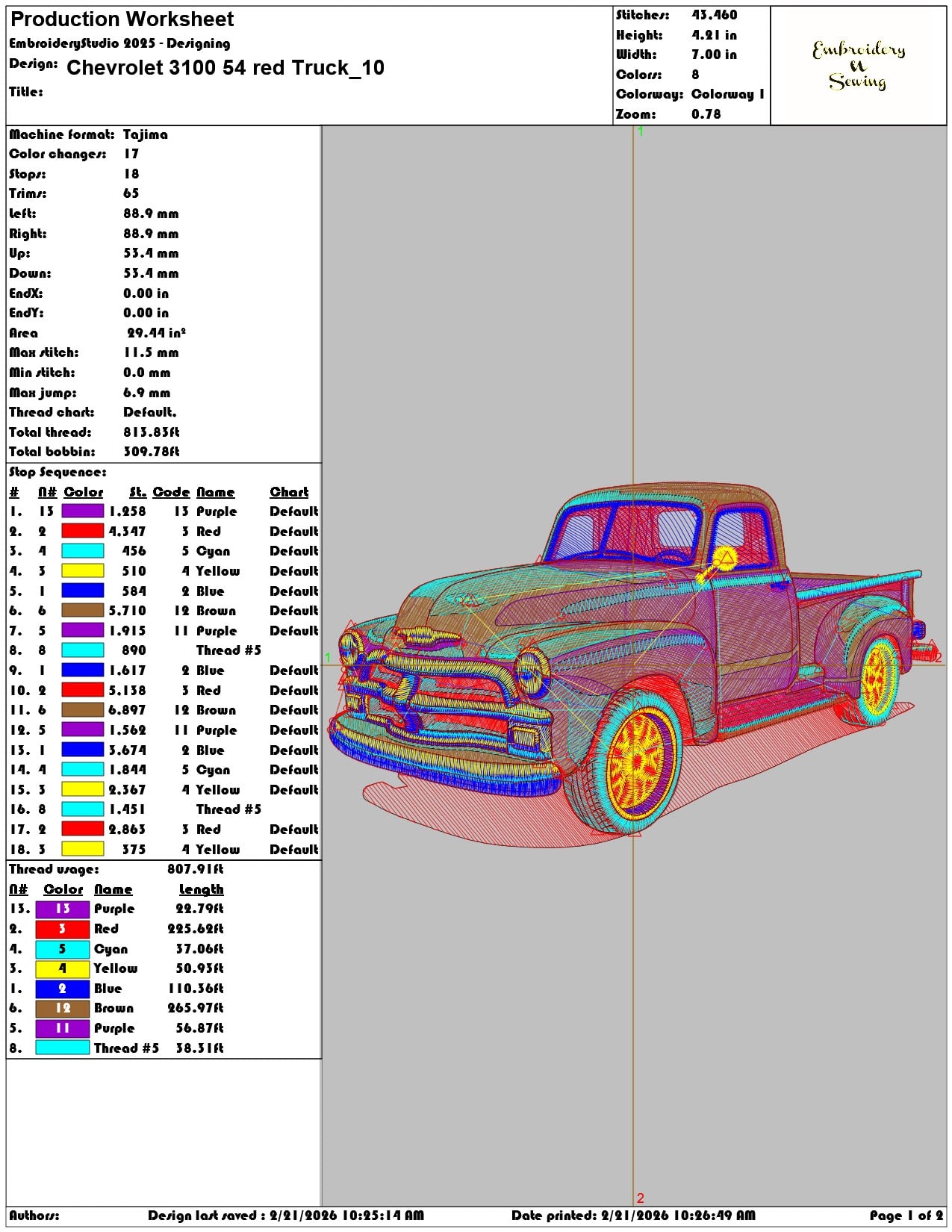 Chevrolet 3100 54 red Truck  - Elegant embroidery design file - instant download — view 3
