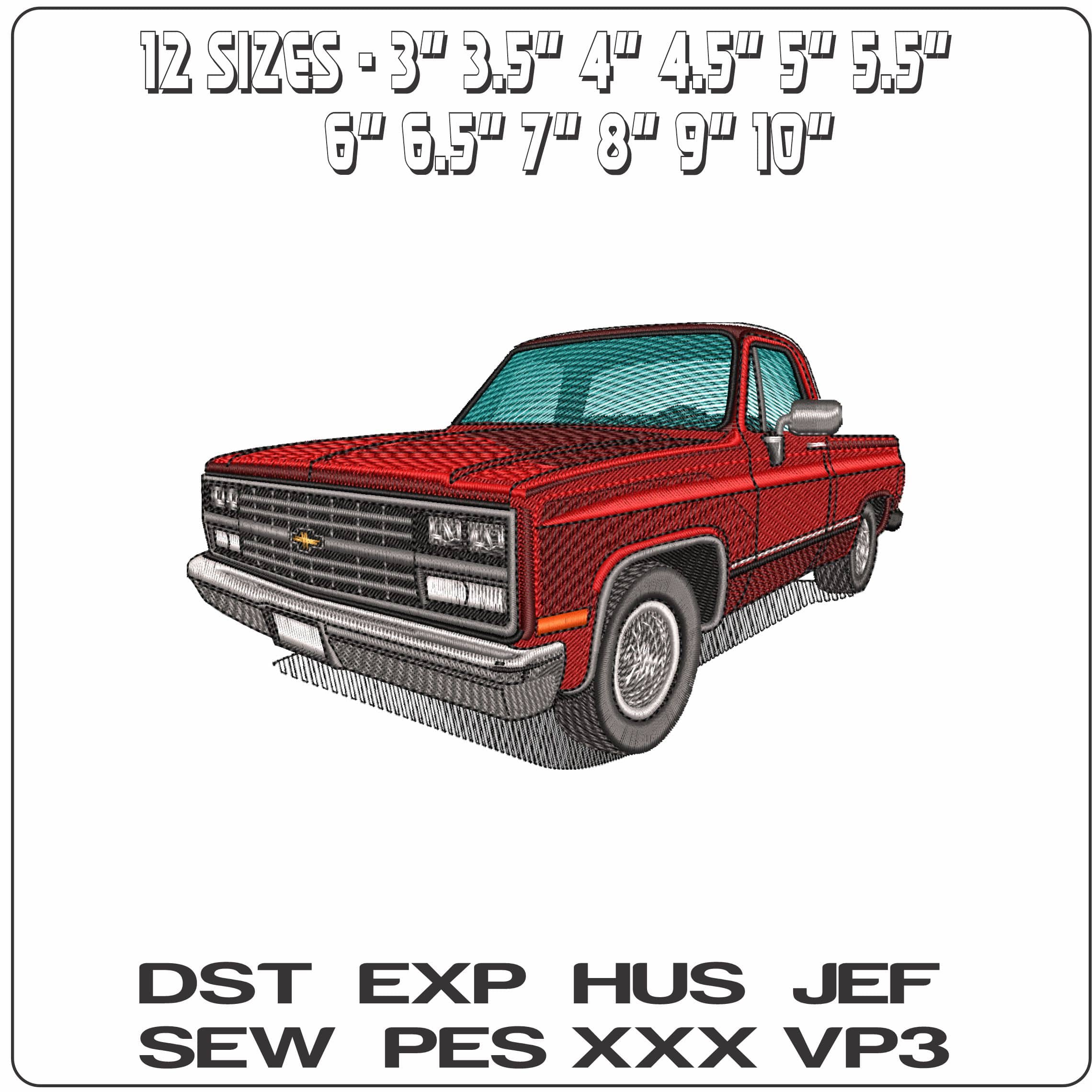 Chevy Truck 1970  - Elegant embroidery design file - instant download — view 2