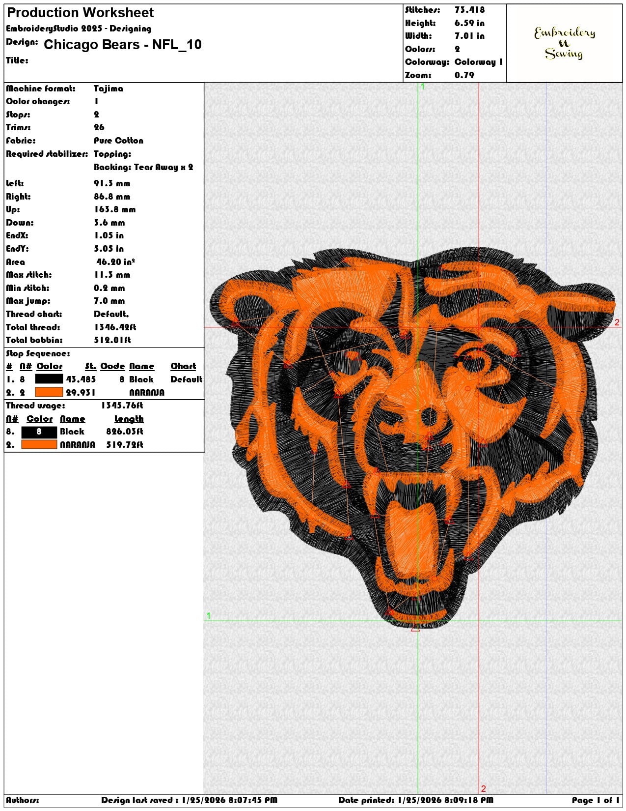 Chicago Bears NFL  - Elegant embroidery design file - instant download — view 3