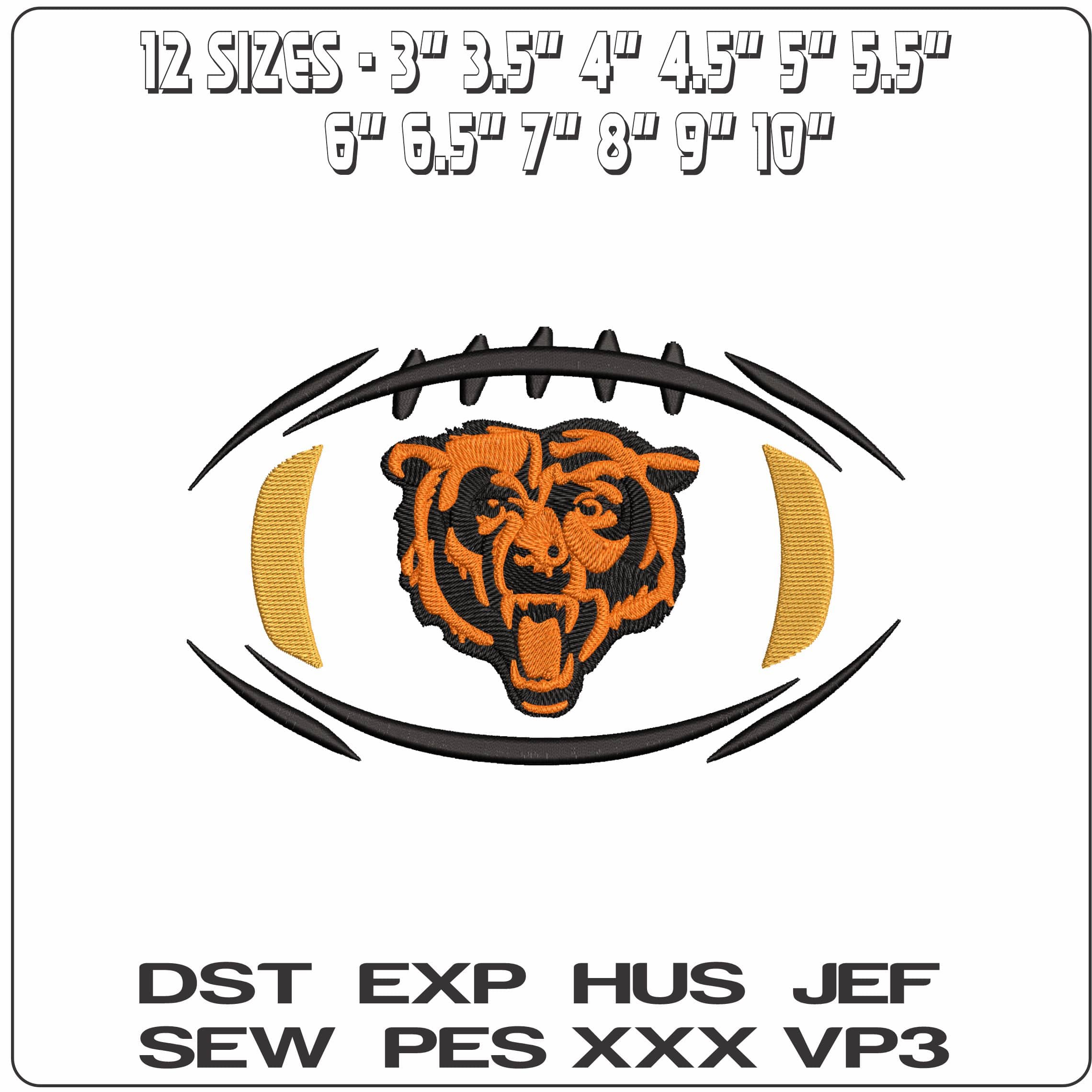 Chicago Bears in Football NFL  - Elegant embroidery design file - instant download — view 2