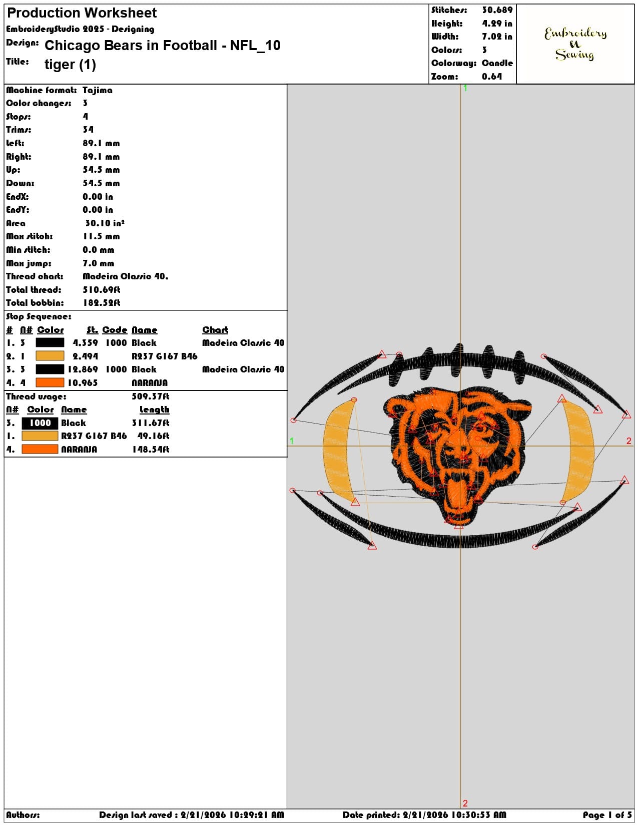 Chicago Bears in Football NFL  - Elegant embroidery design file - instant download — view 3