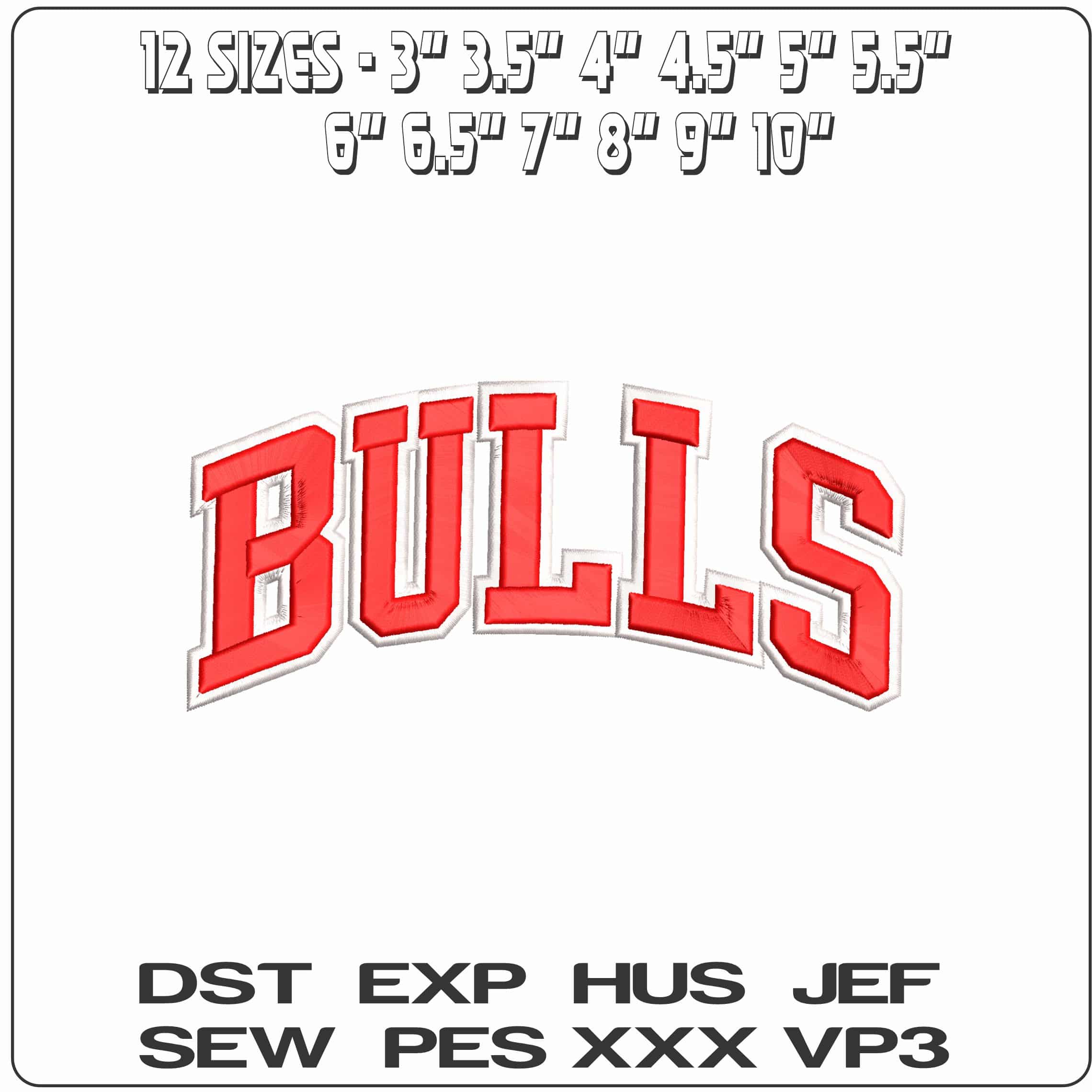 Chicago Bulls Curved Logo  - Elegant embroidery design file - instant download — view 2