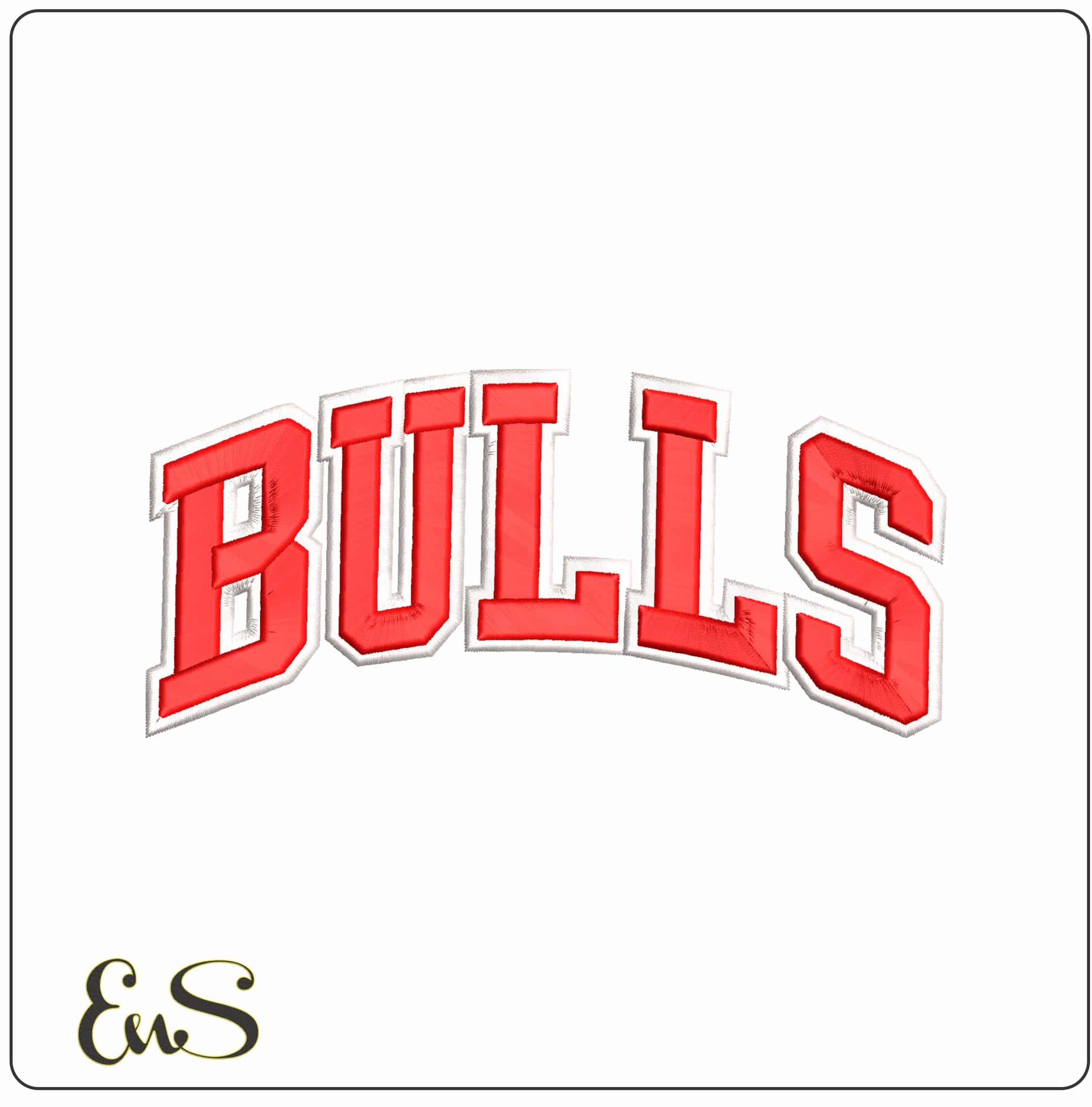 Chicago Bulls Curved Logo  - Elegant embroidery design file - instant download