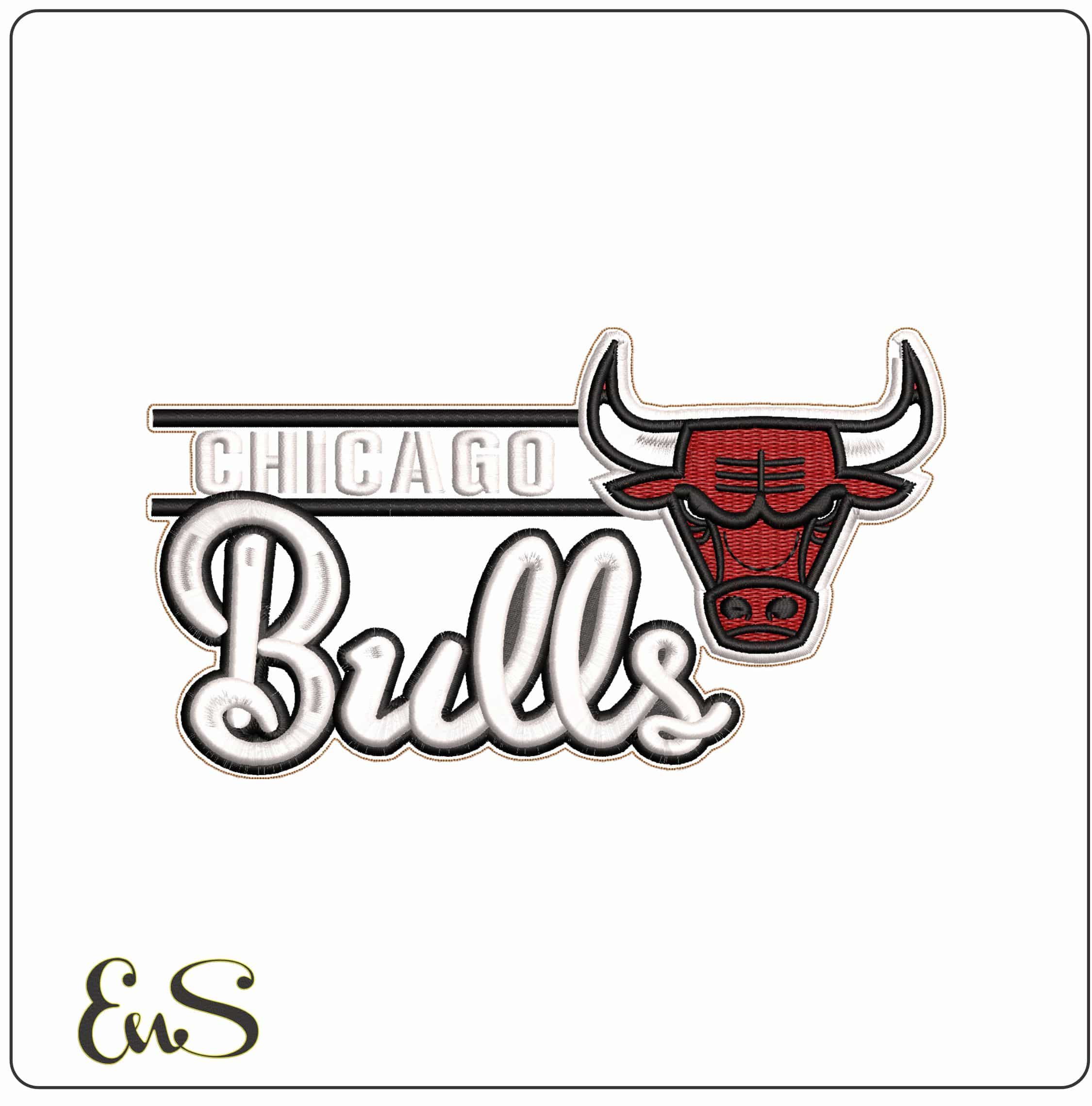 Chicago Bulls With Bull Head  - Elegant embroidery design file - instant download
