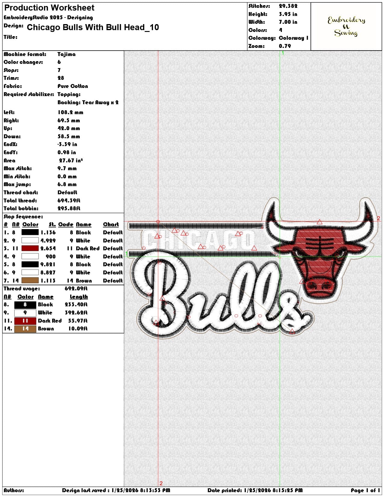 Chicago Bulls With Bull Head  - Elegant embroidery design file - instant download — view 3