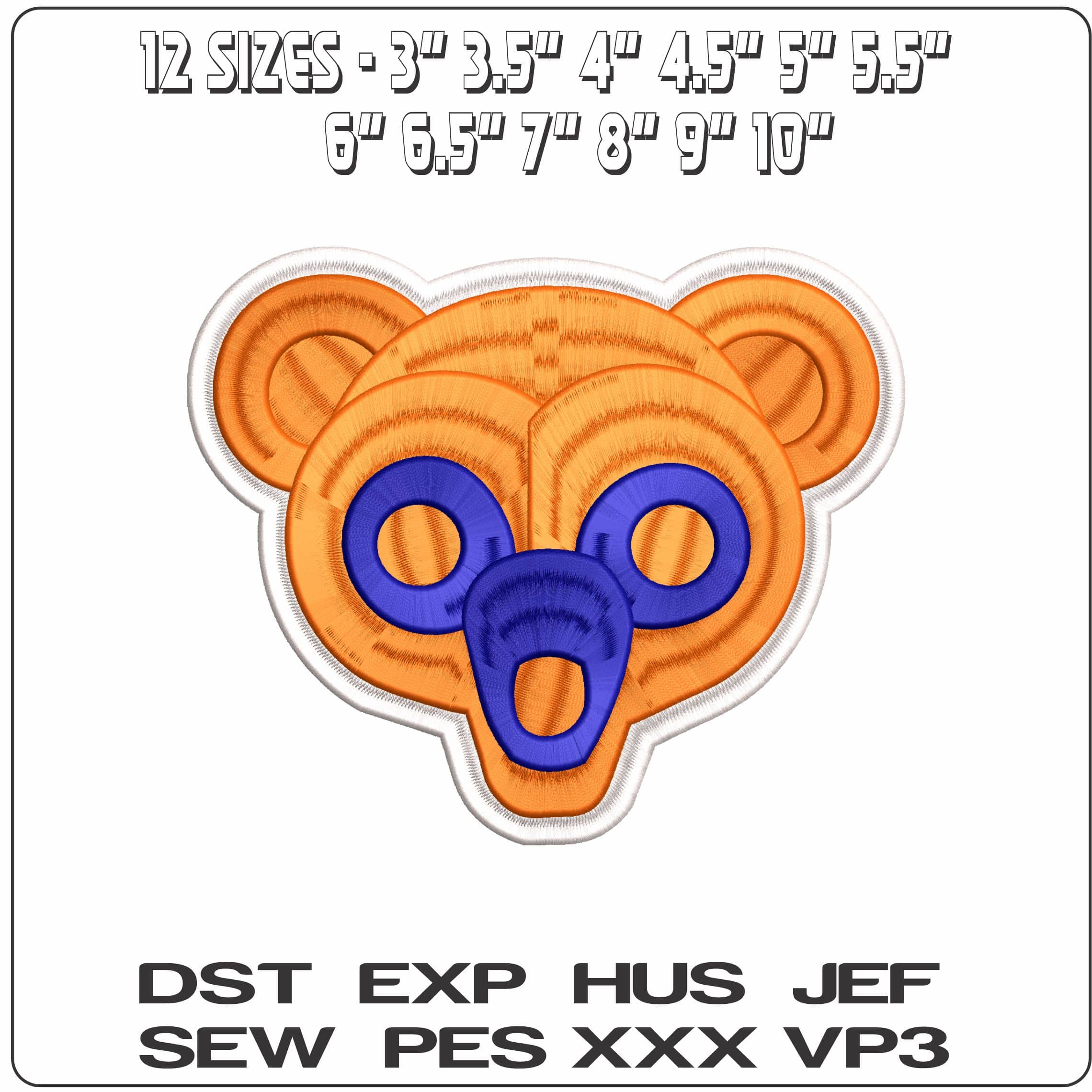 Chicago CUBS oso  - Elegant embroidery design file - instant download — view 2