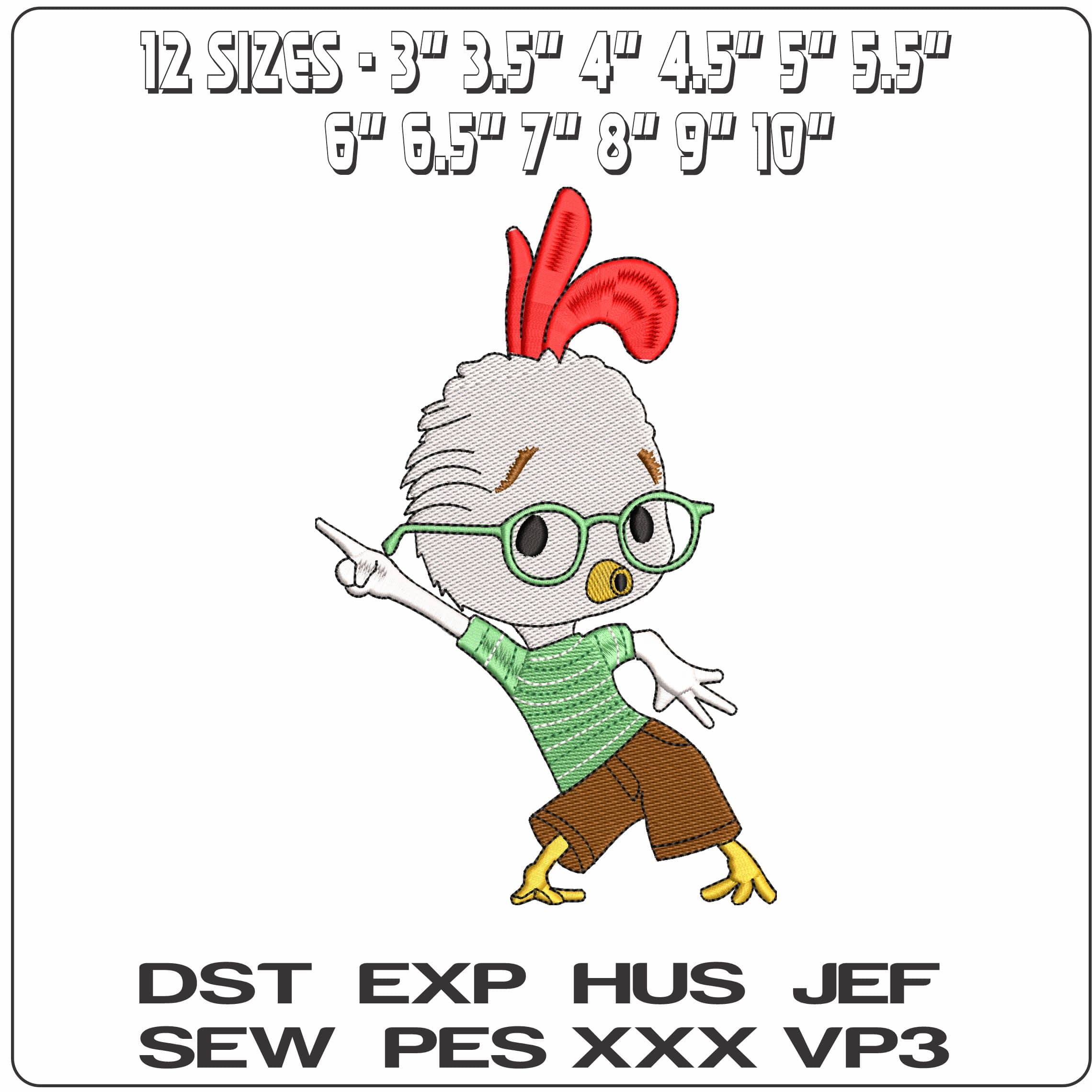 Chicken Little  - Elegant embroidery design file - instant download — view 2