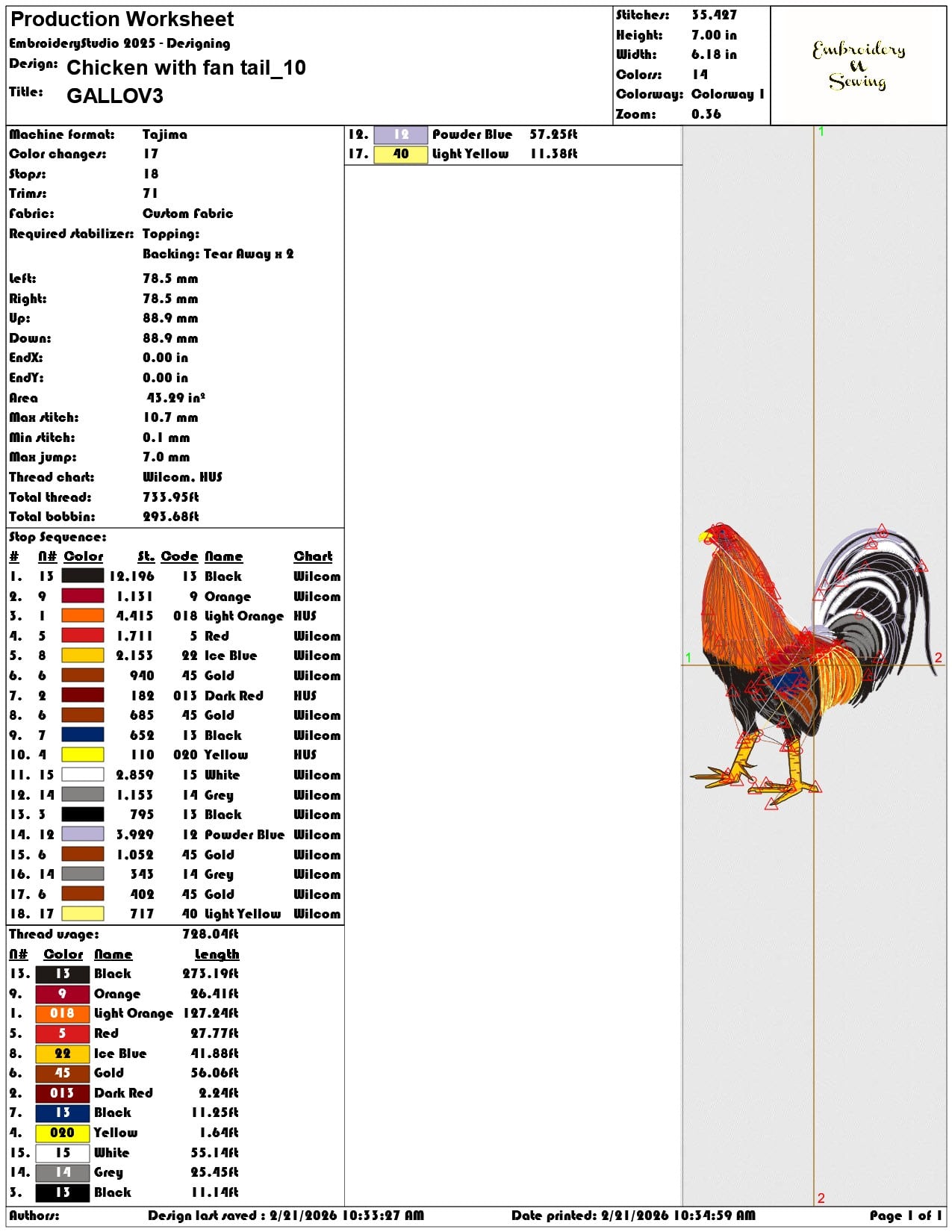 Chicken with fan tail  - Elegant embroidery design file - instant download — view 3