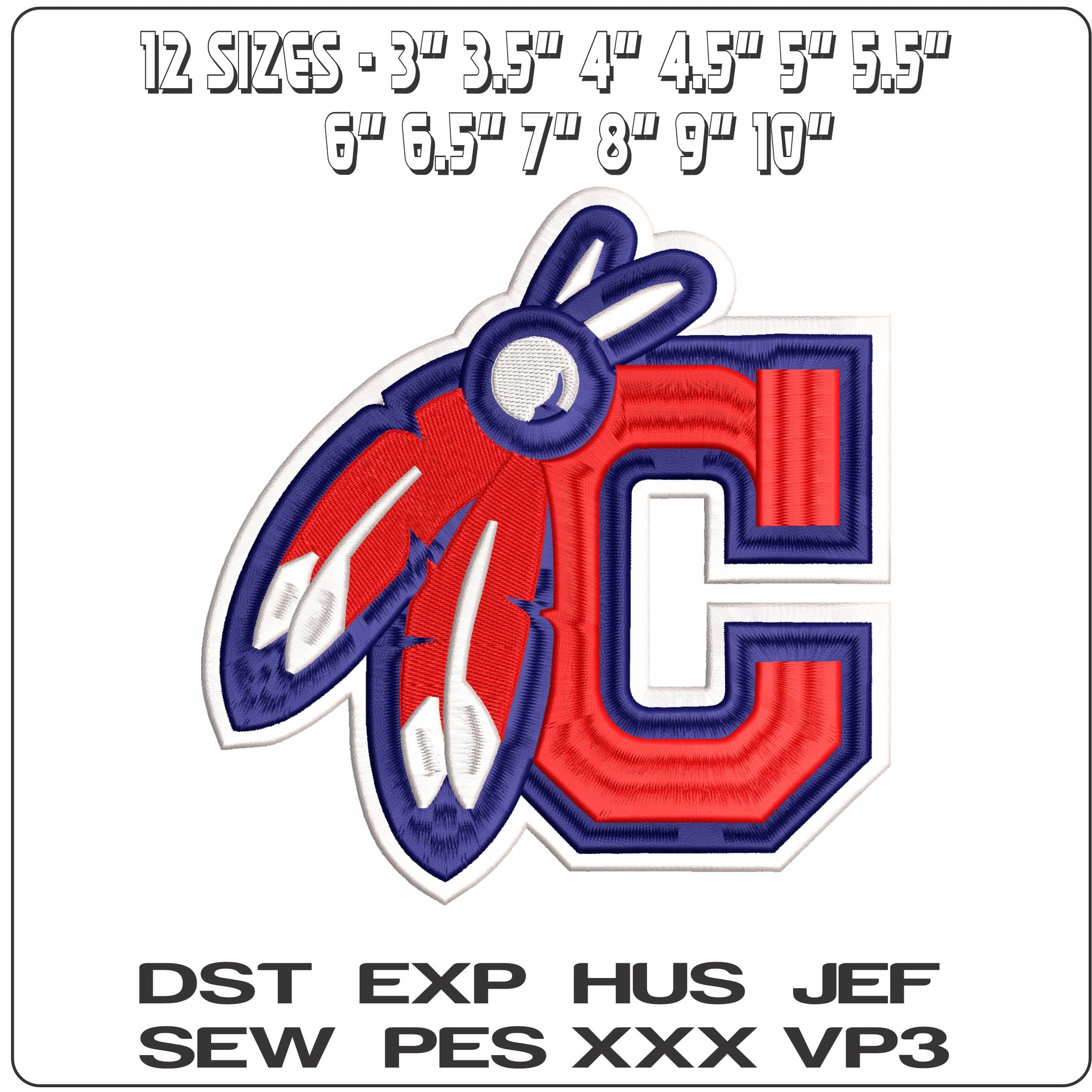 Chief Cleveland Indians C MLB  - Elegant embroidery design file - instant download — view 2