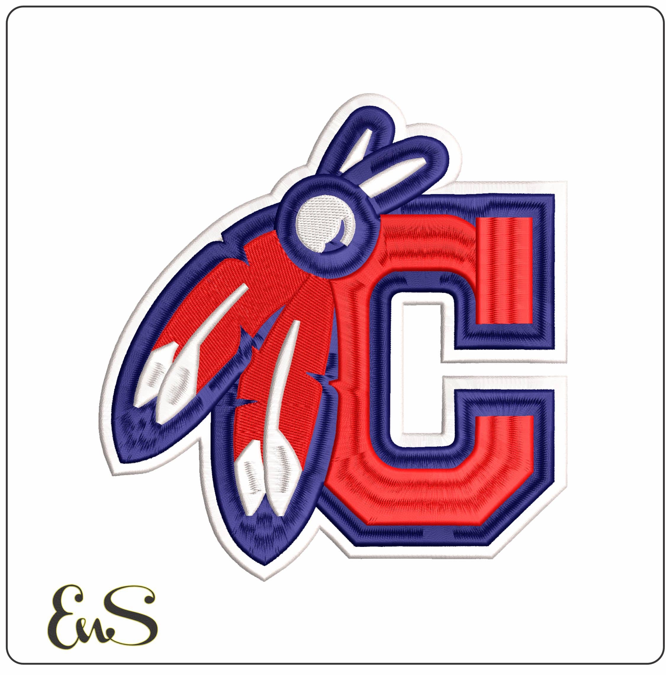 Chief Cleveland Indians C MLB  - Elegant embroidery design file - instant download