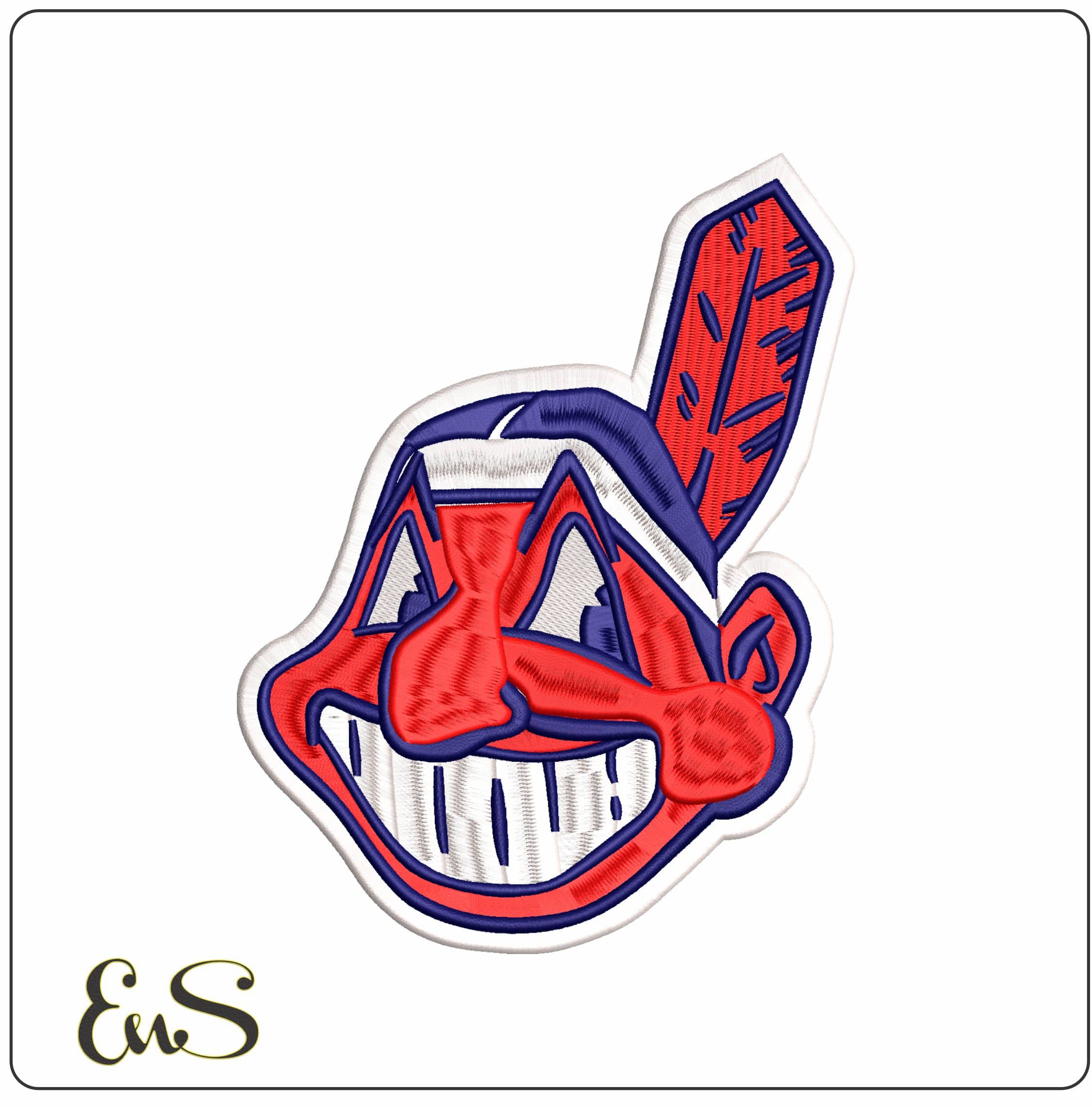 Chief Wahoo Cleveland Indians MLB  - Elegant embroidery design file - instant download