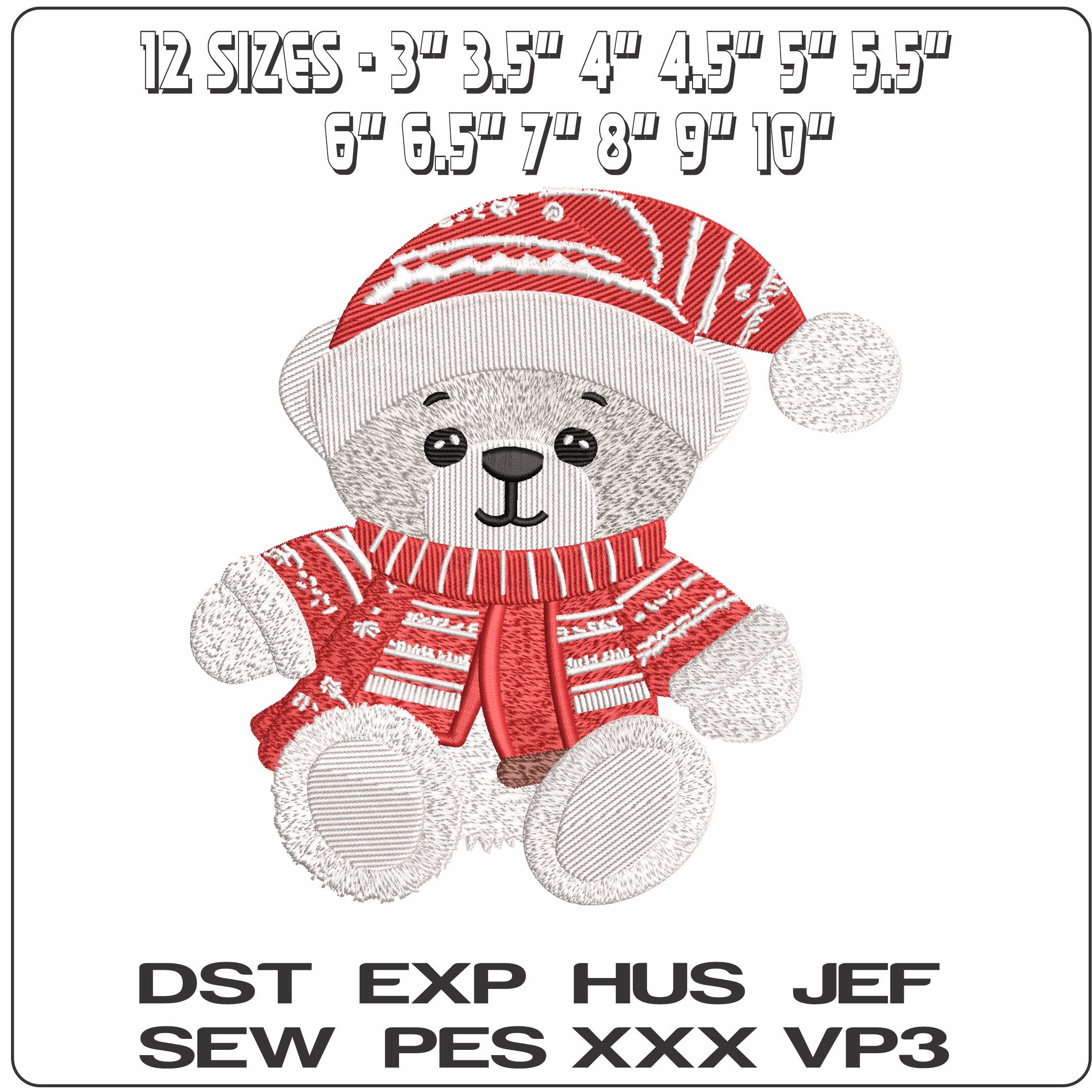 Christmas Bear  - Elegant embroidery design file - instant download — view 2