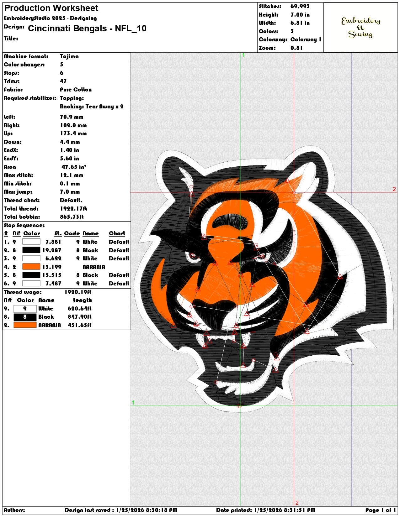 Cincinnati Bengals NFL  - Elegant embroidery design file - instant download — view 3