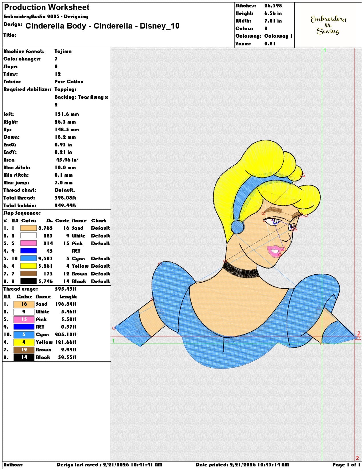 Cinderella Body Cinderella Disney  - Elegant embroidery design file - instant download — view 3