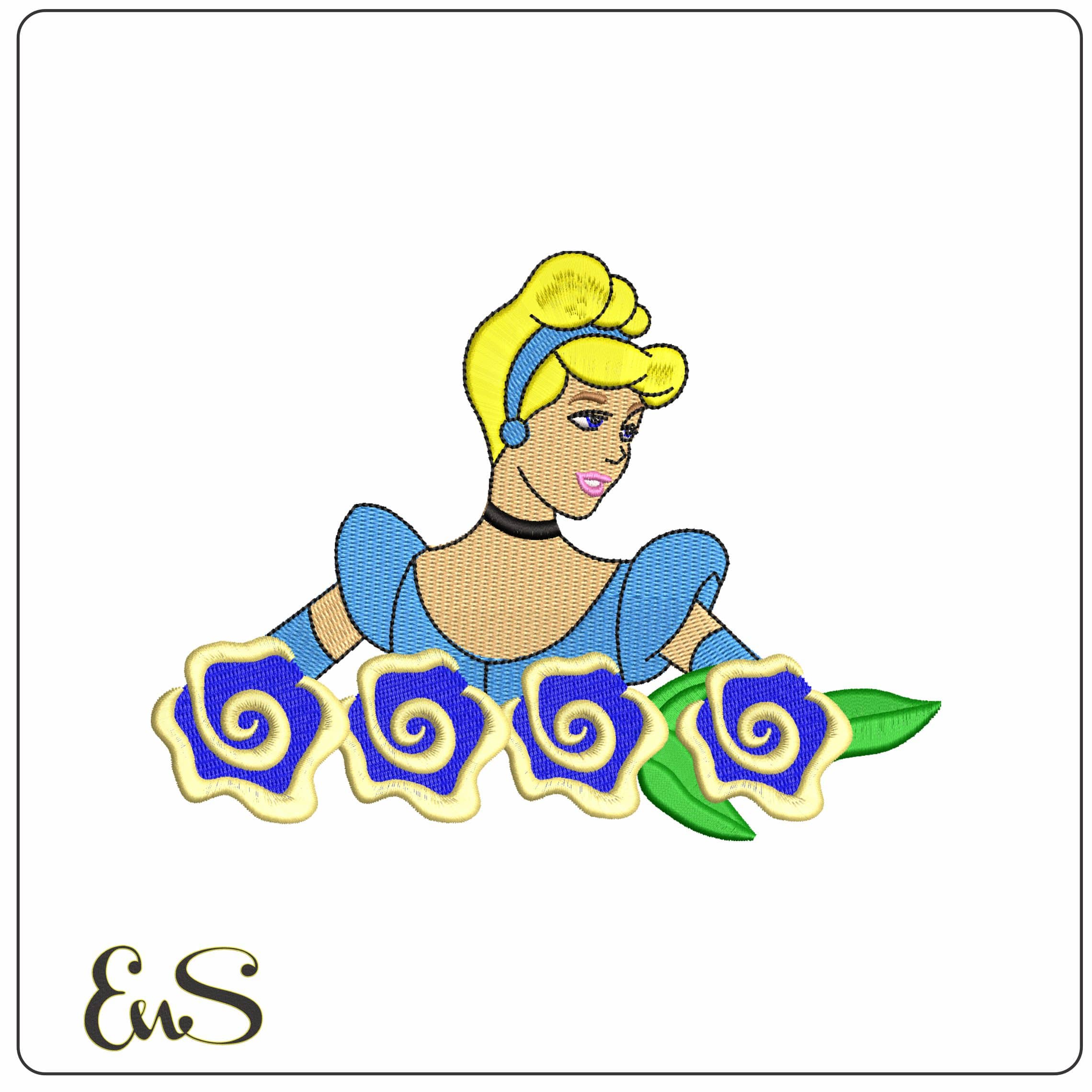 Cinderella with Flowers Cinderella Disney  - Elegant embroidery design file - instant download