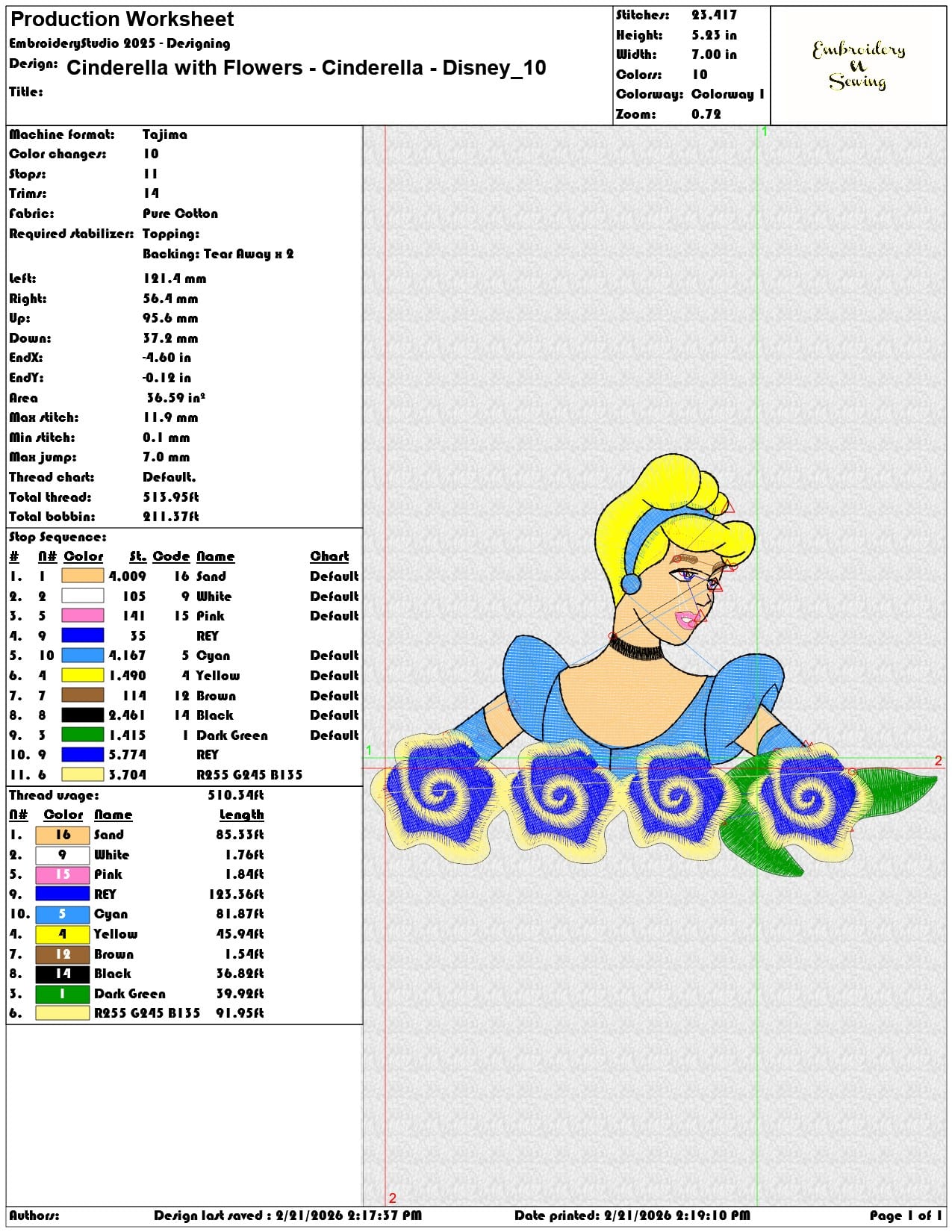Cinderella with Flowers Cinderella Disney  - Elegant embroidery design file - instant download — view 3
