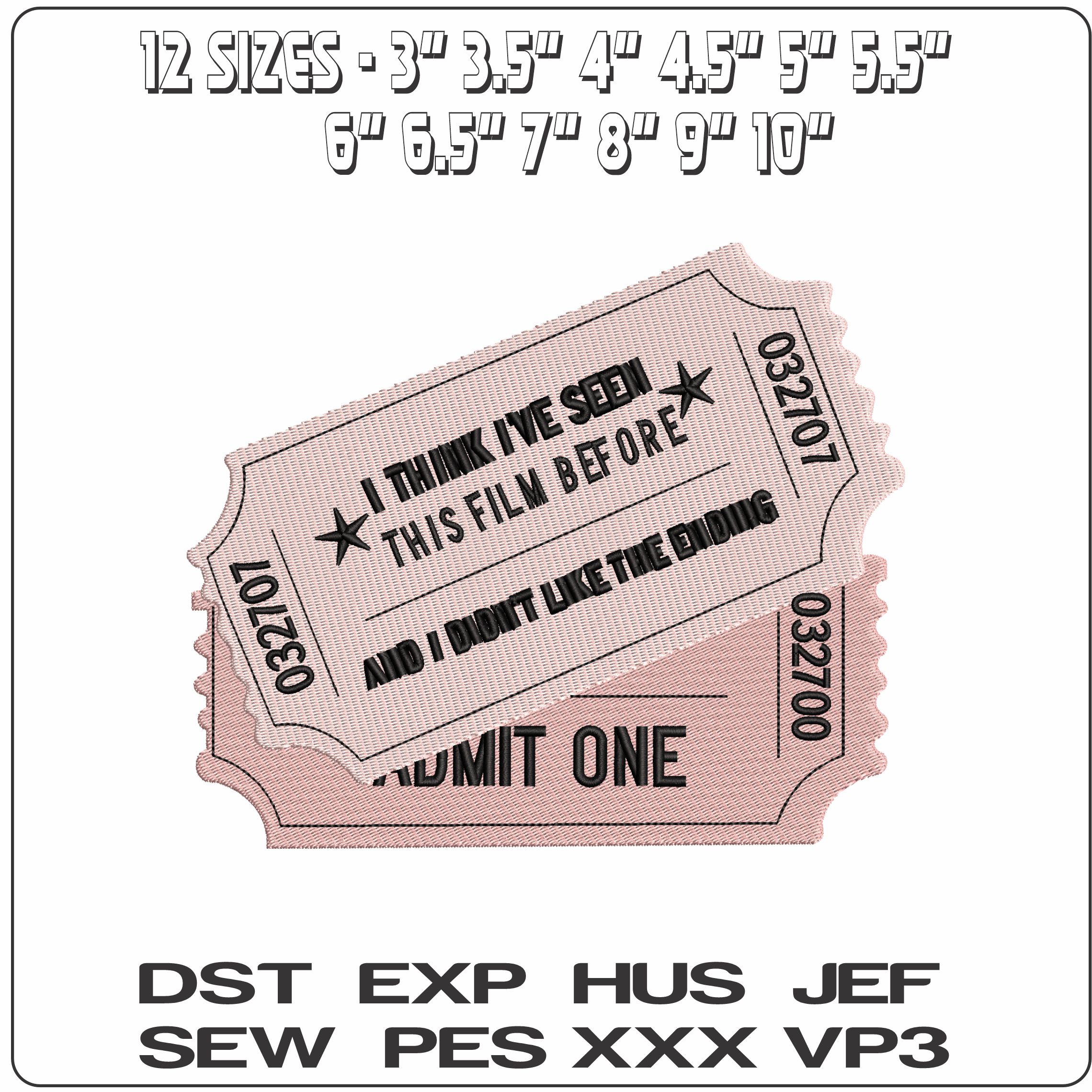 Cinema Tickets  - Elegant embroidery design file - instant download — view 2