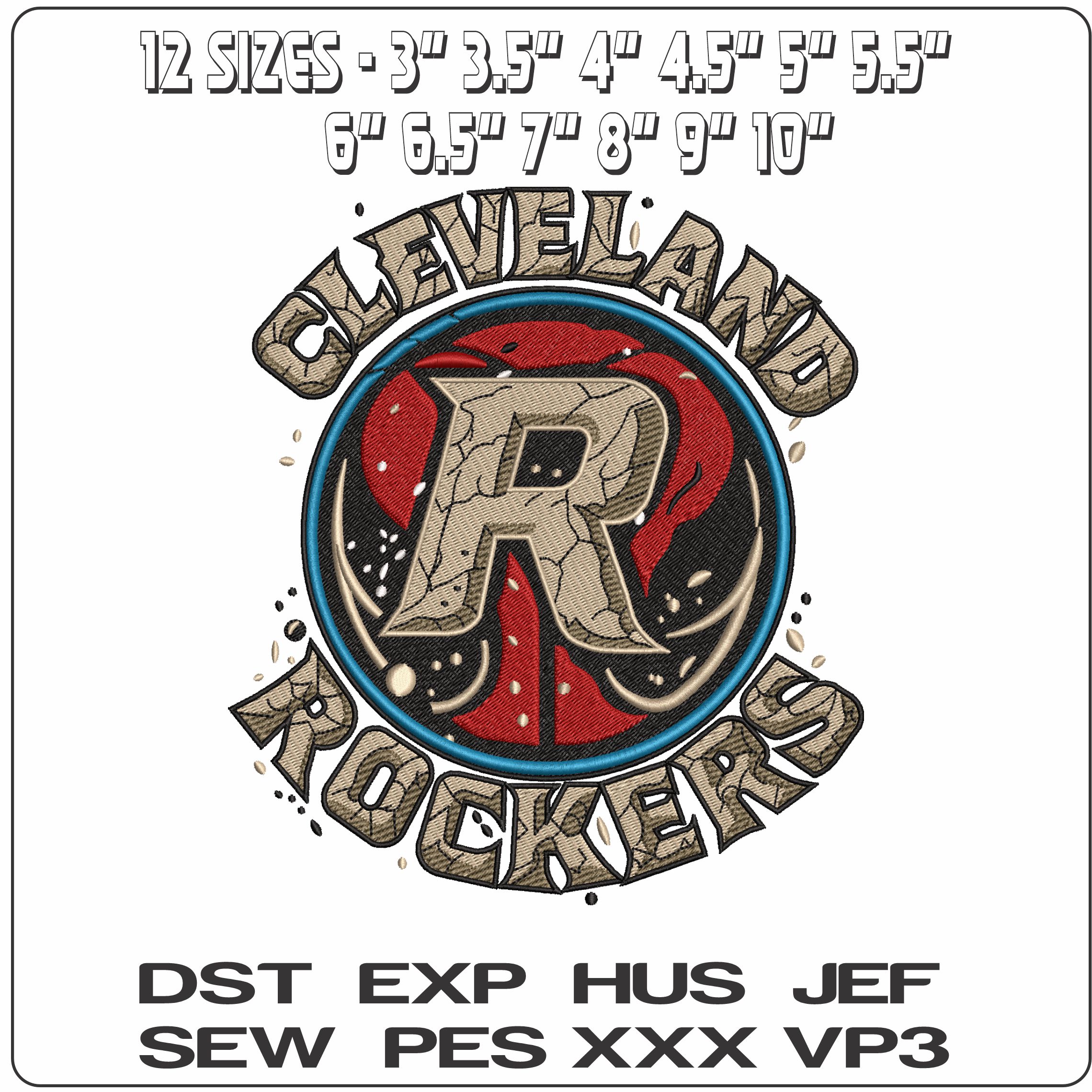 Cleveland Rockers Basketball WNBA  - Elegant embroidery design file - instant download — view 2