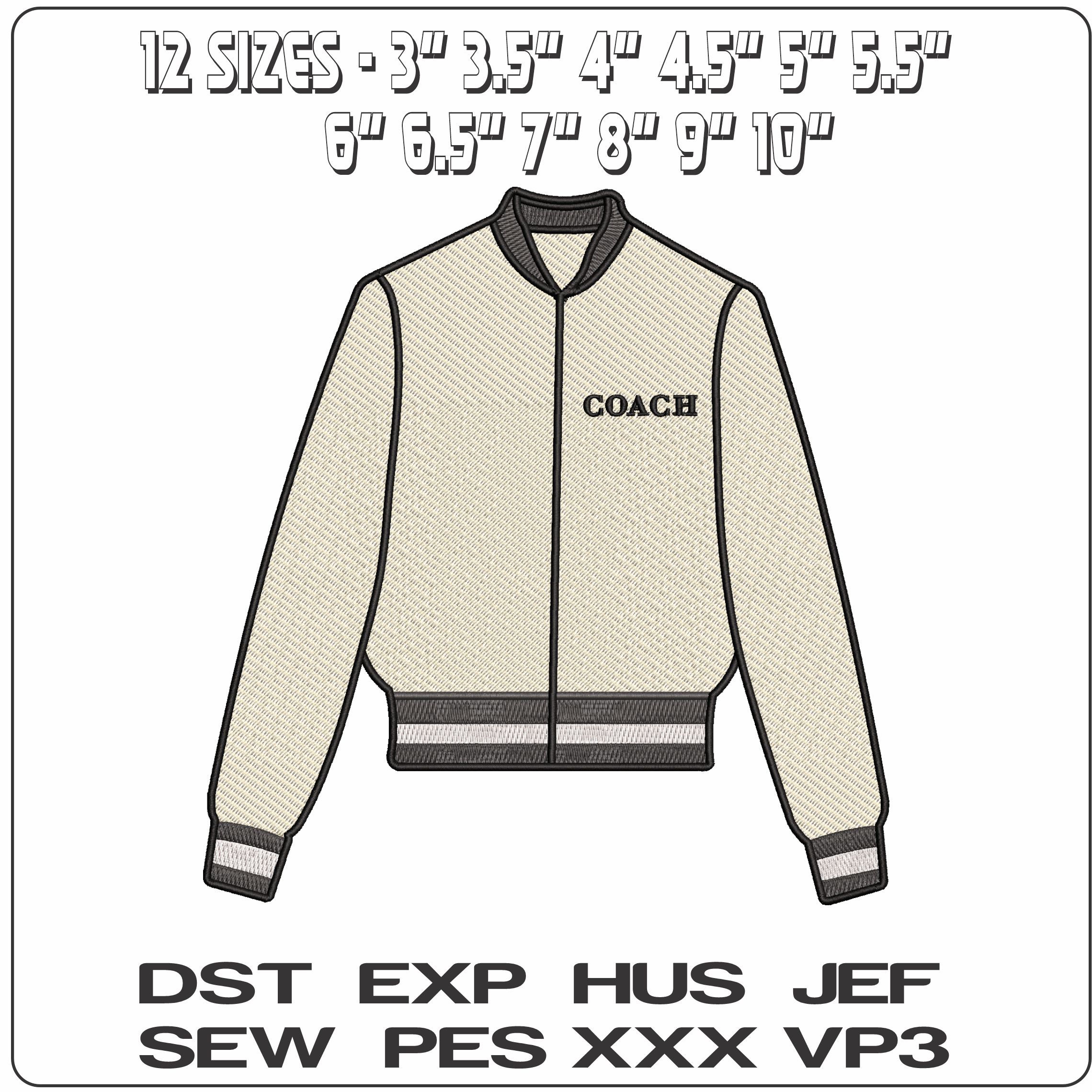 Coach Jacket  - Elegant embroidery design file - instant download — view 2