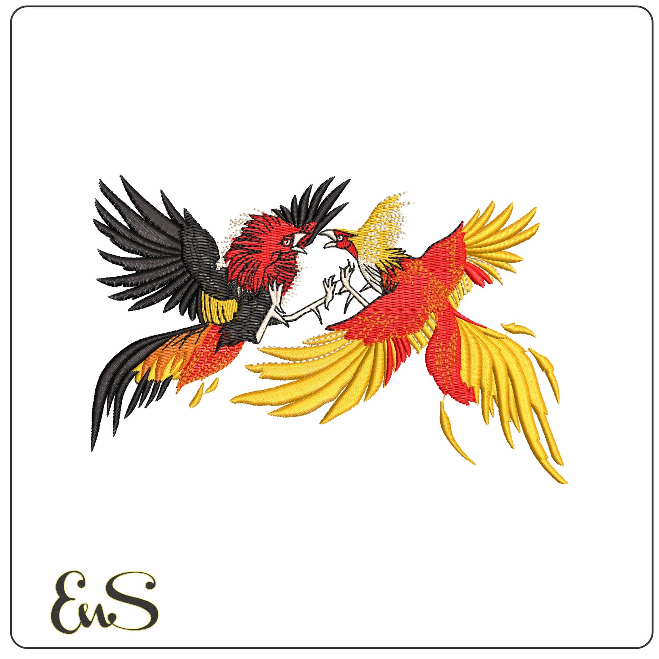 Cock Fighting  - Elegant embroidery design file - instant download