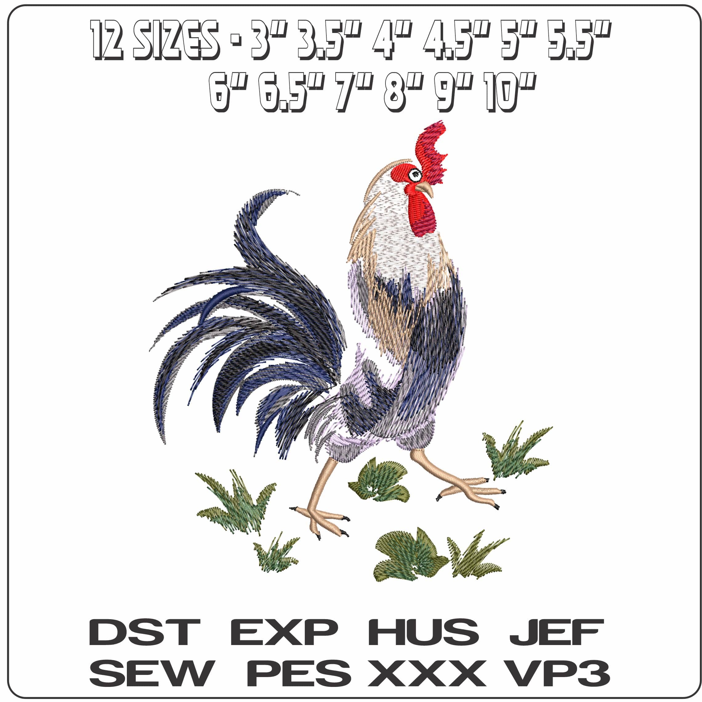 Cockeral Strutting  - Elegant embroidery design file - instant download — view 2