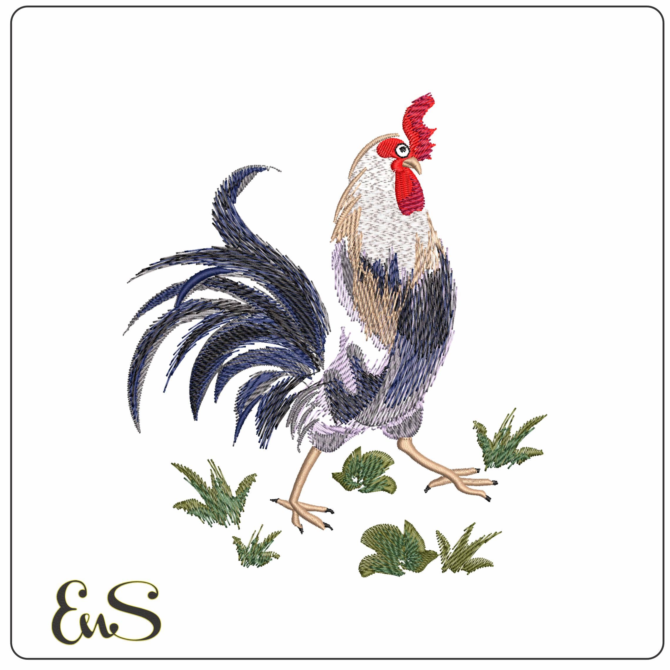 Cockeral Strutting  - Elegant embroidery design file - instant download