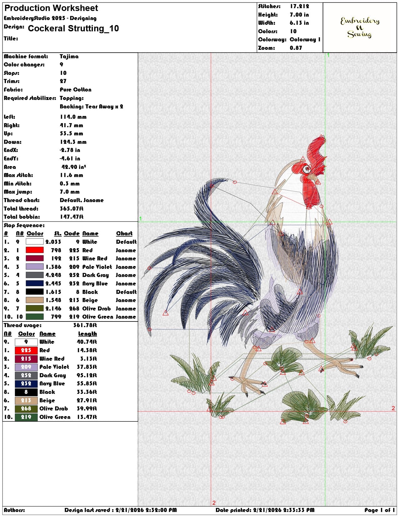 Cockeral Strutting  - Elegant embroidery design file - instant download — view 3