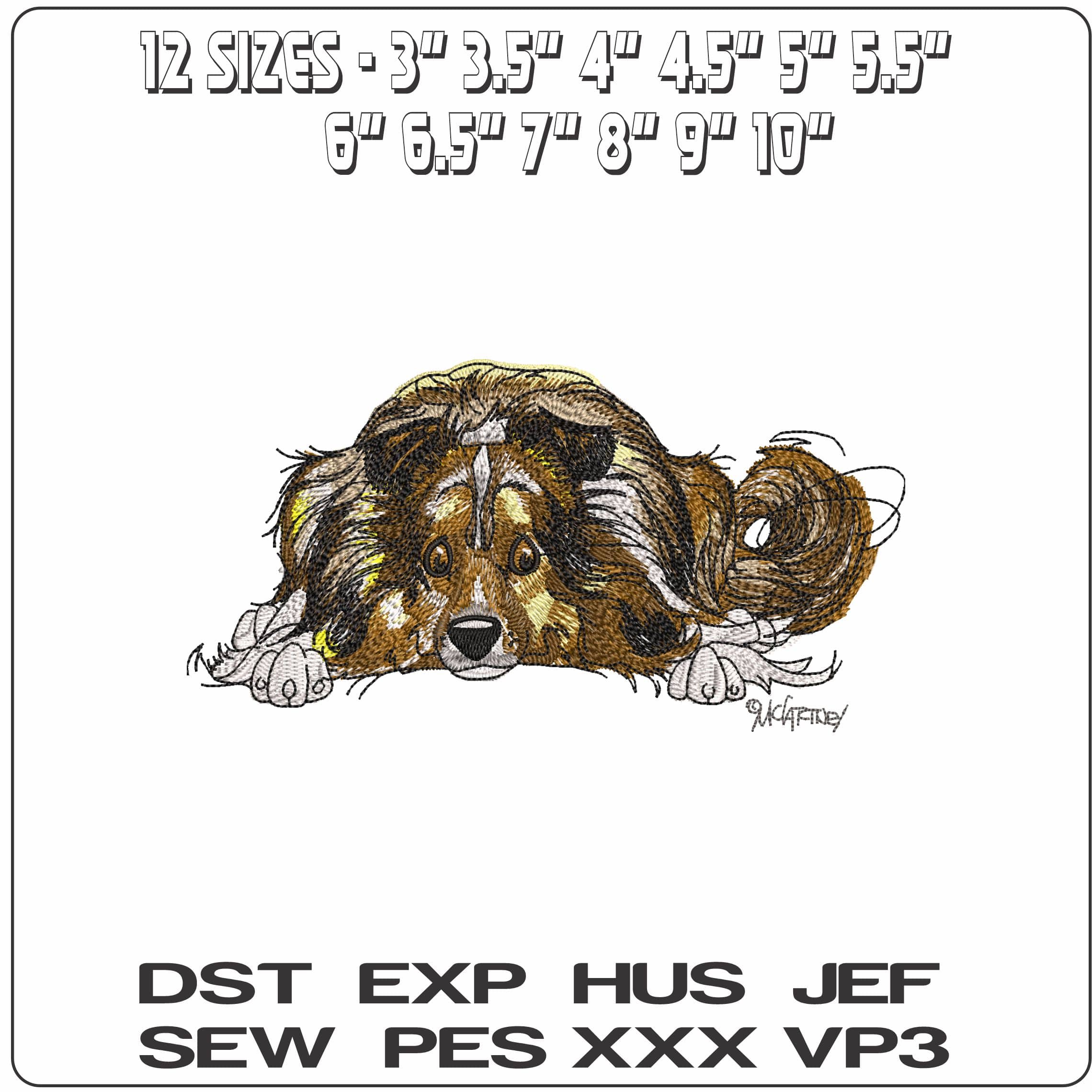 Collie Laying down  - Elegant embroidery design file - instant download — view 2