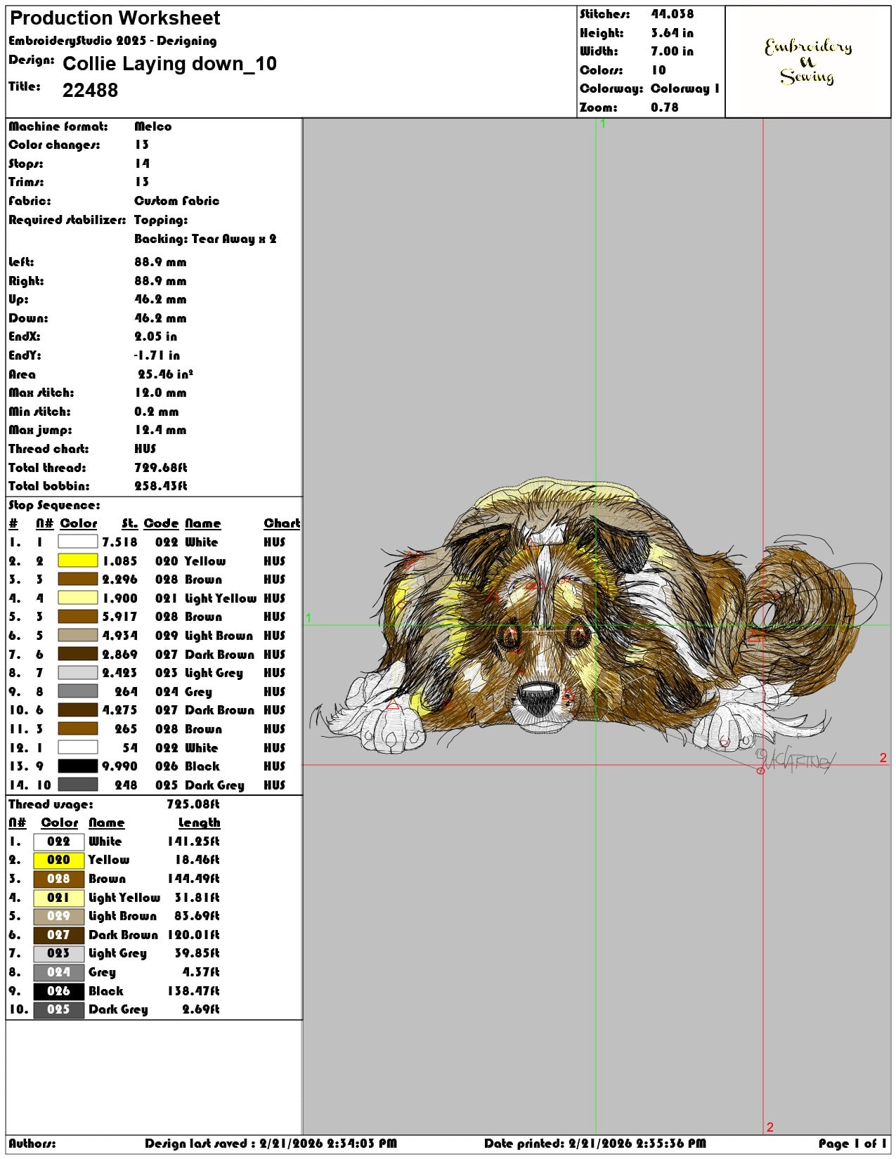 Collie Laying down  - Elegant embroidery design file - instant download — view 3