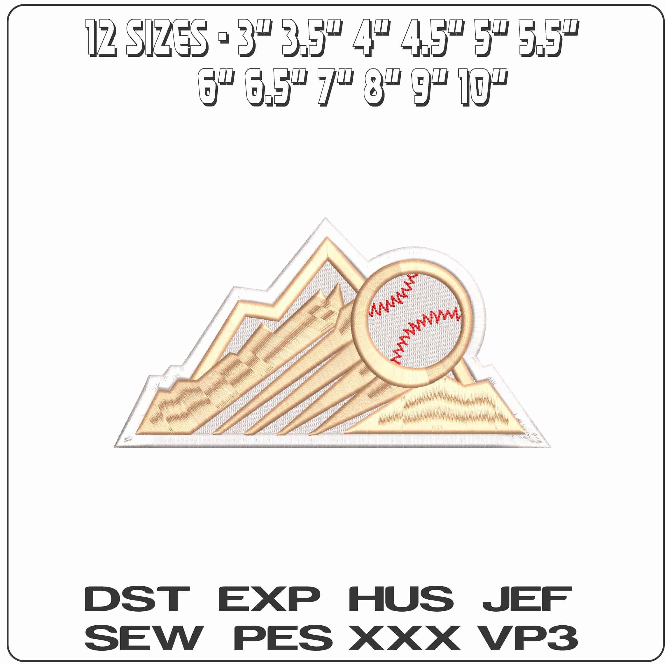 Colorado Rockies Mountain Baseball  - Elegant embroidery design file - instant download — view 2