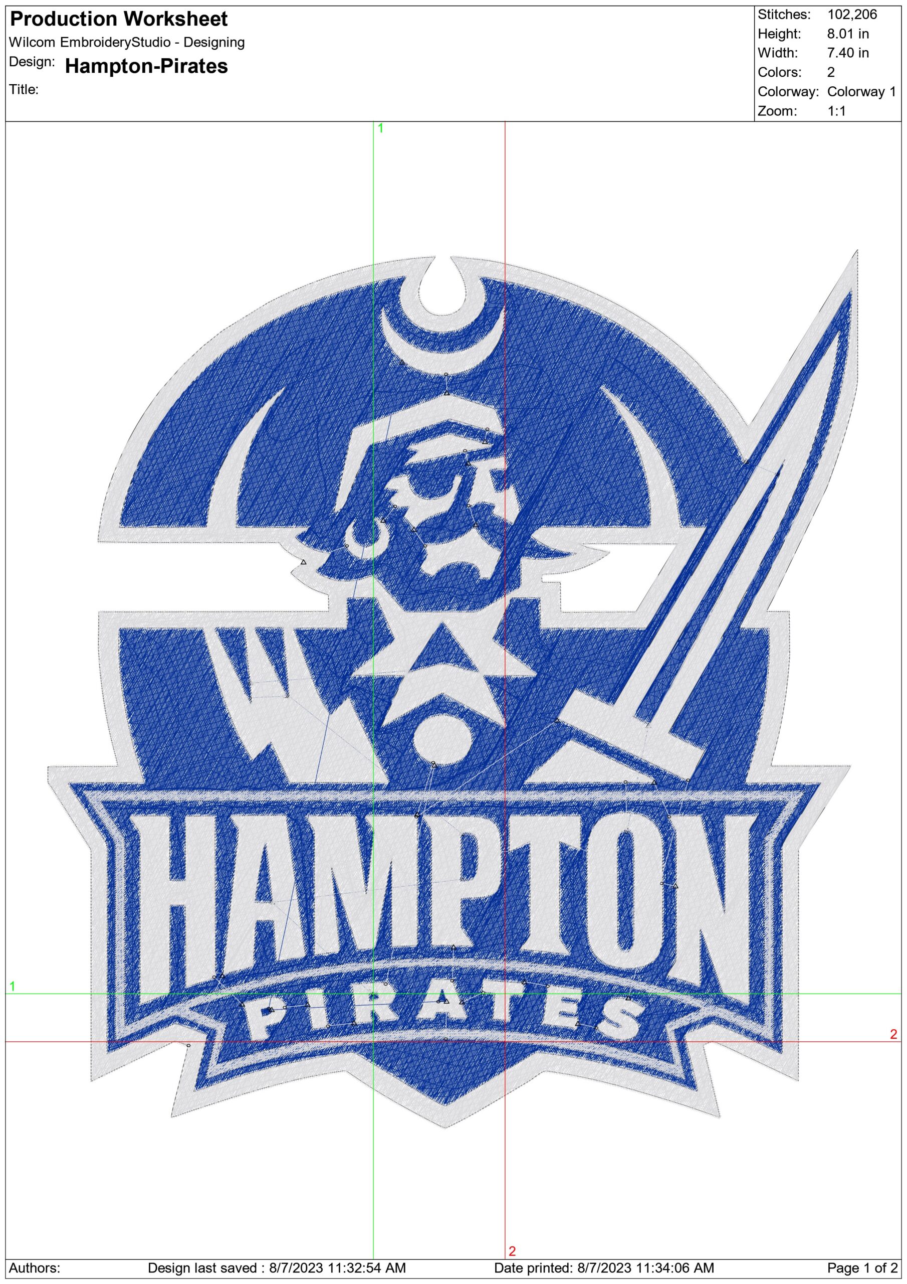 Hampton Pirates embroidery design, Hampton University, Virginia embroidery machine pattern embroidery file instant download — view 2