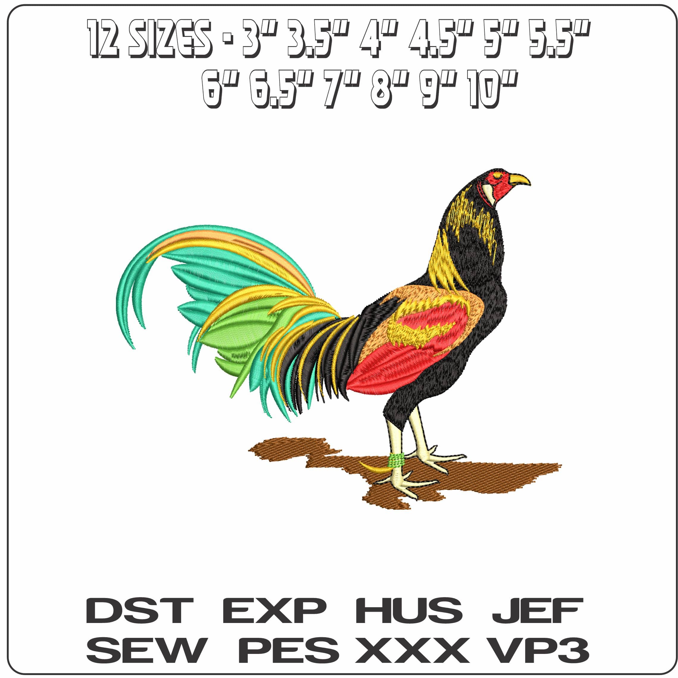 Colorful Chicken  - Elegant embroidery design file - instant download — view 2