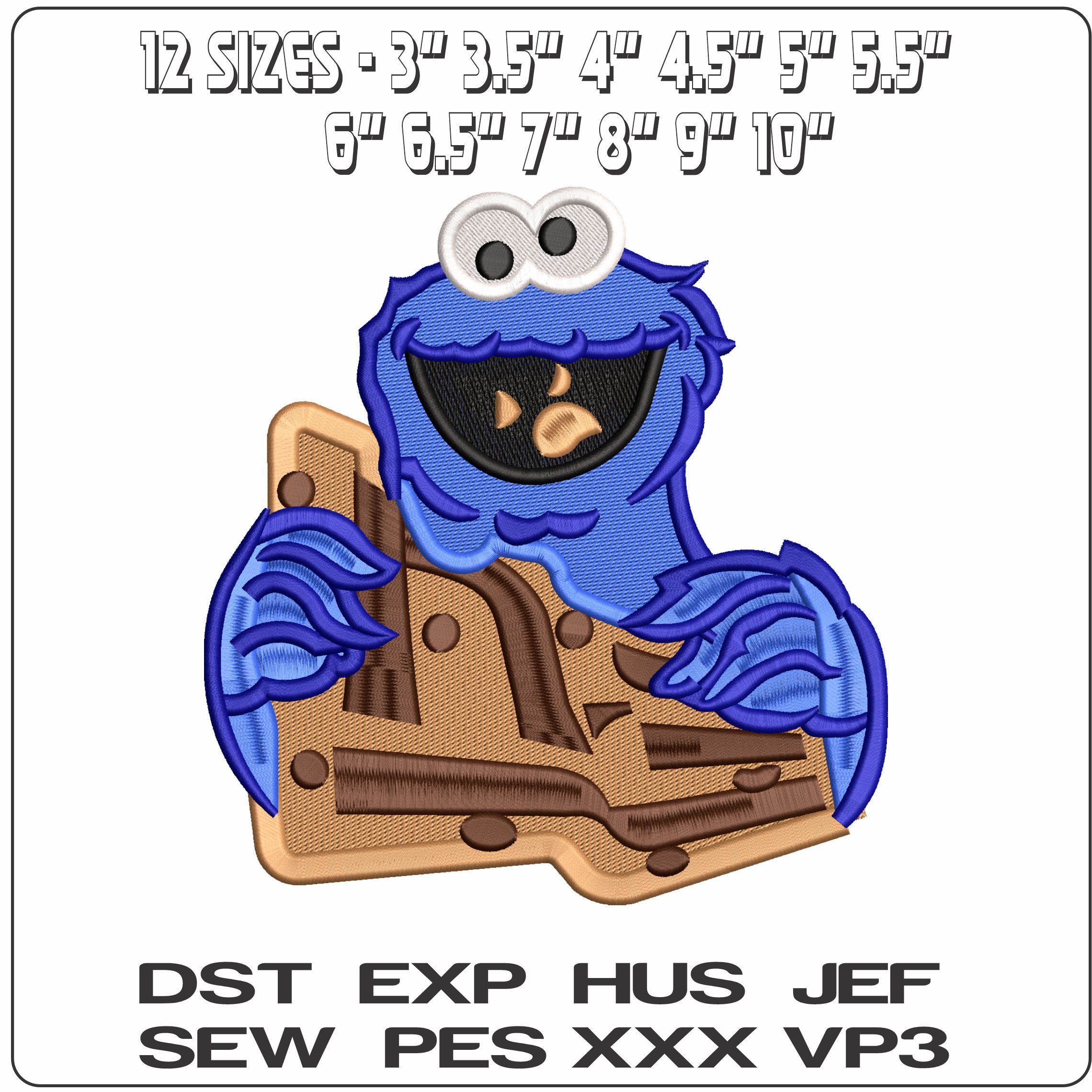 Cookie Monster Eating Seasame Steet  - Elegant embroidery design file - instant download — view 2