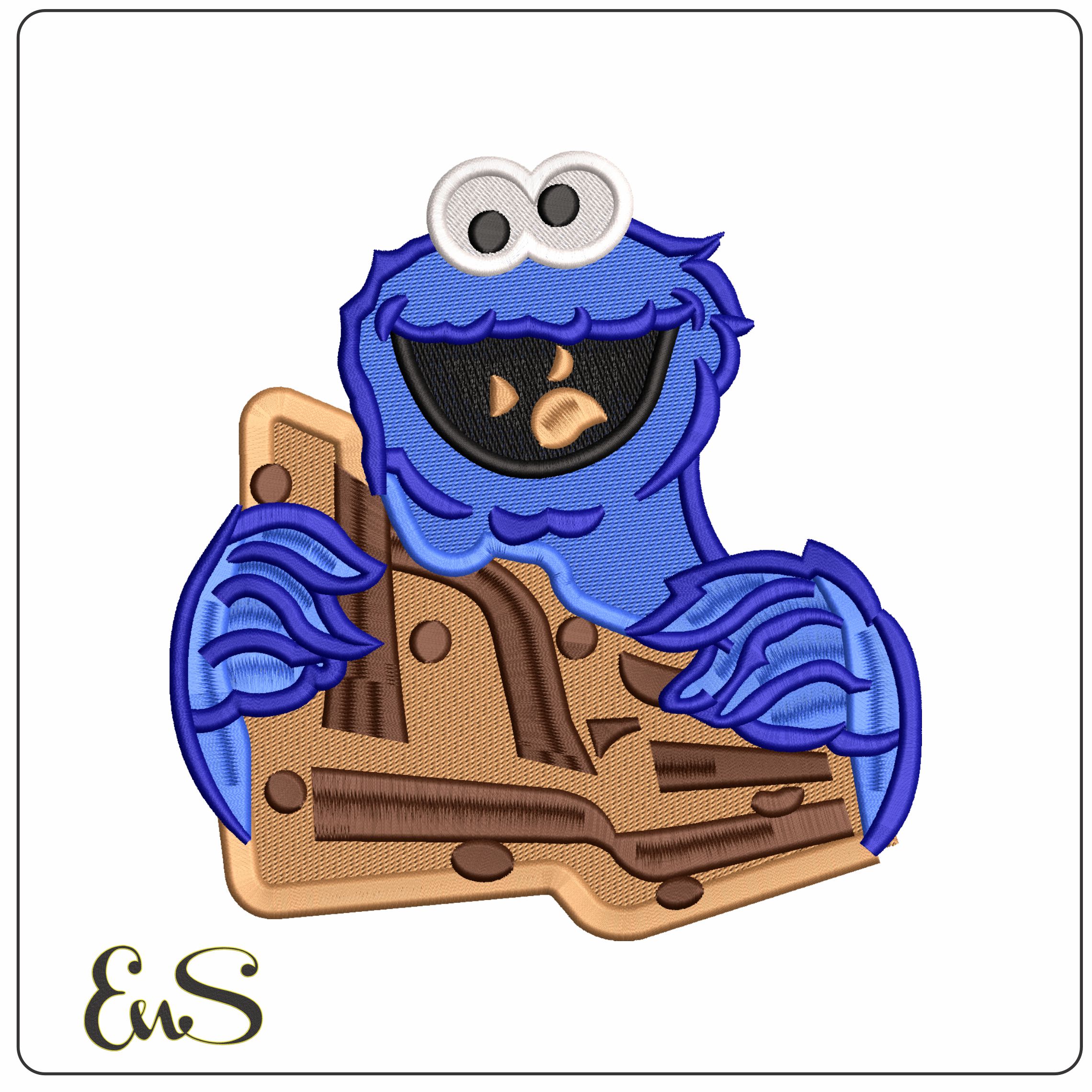 Cookie Monster Eating Seasame Steet  - Elegant embroidery design file - instant download