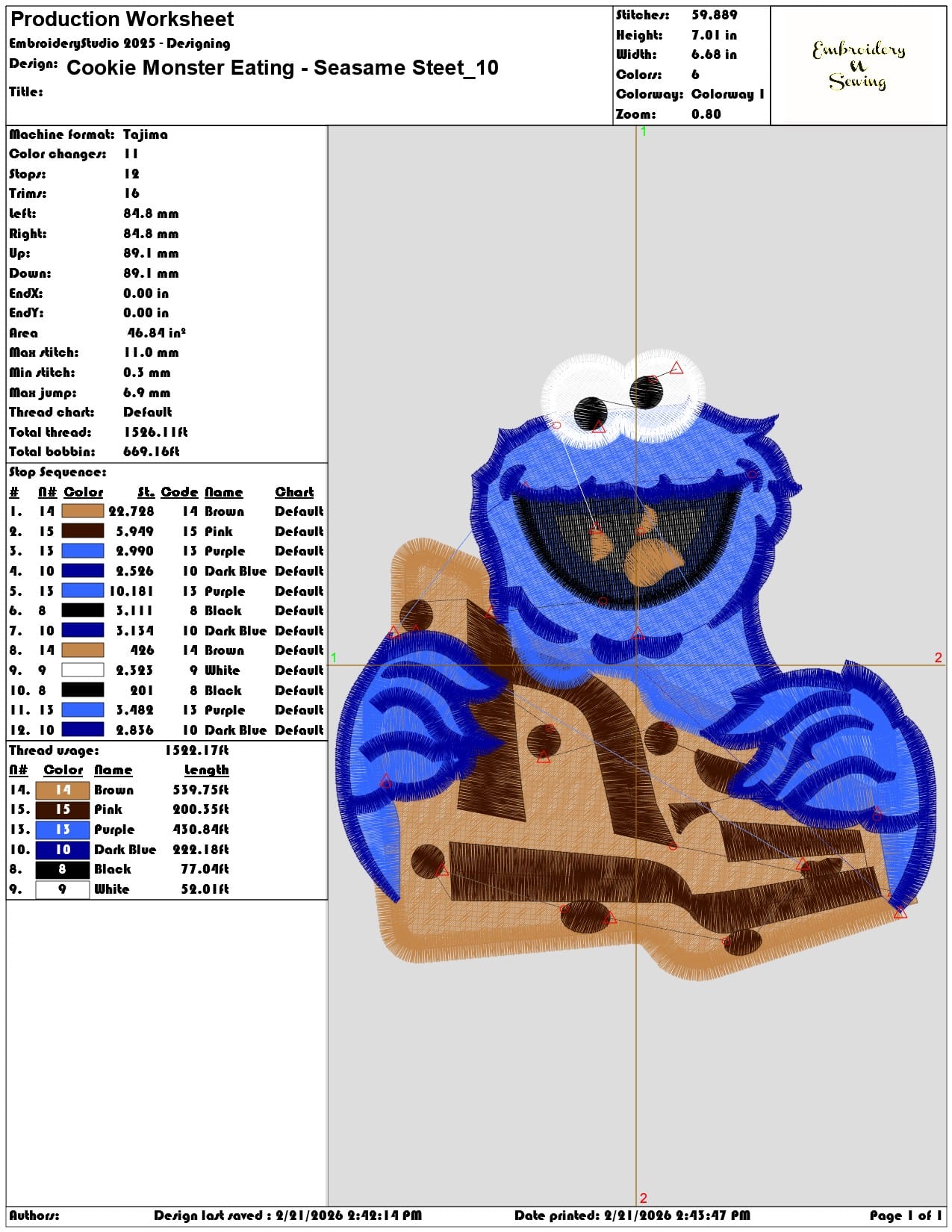 Cookie Monster Eating Seasame Steet  - Elegant embroidery design file - instant download — view 3