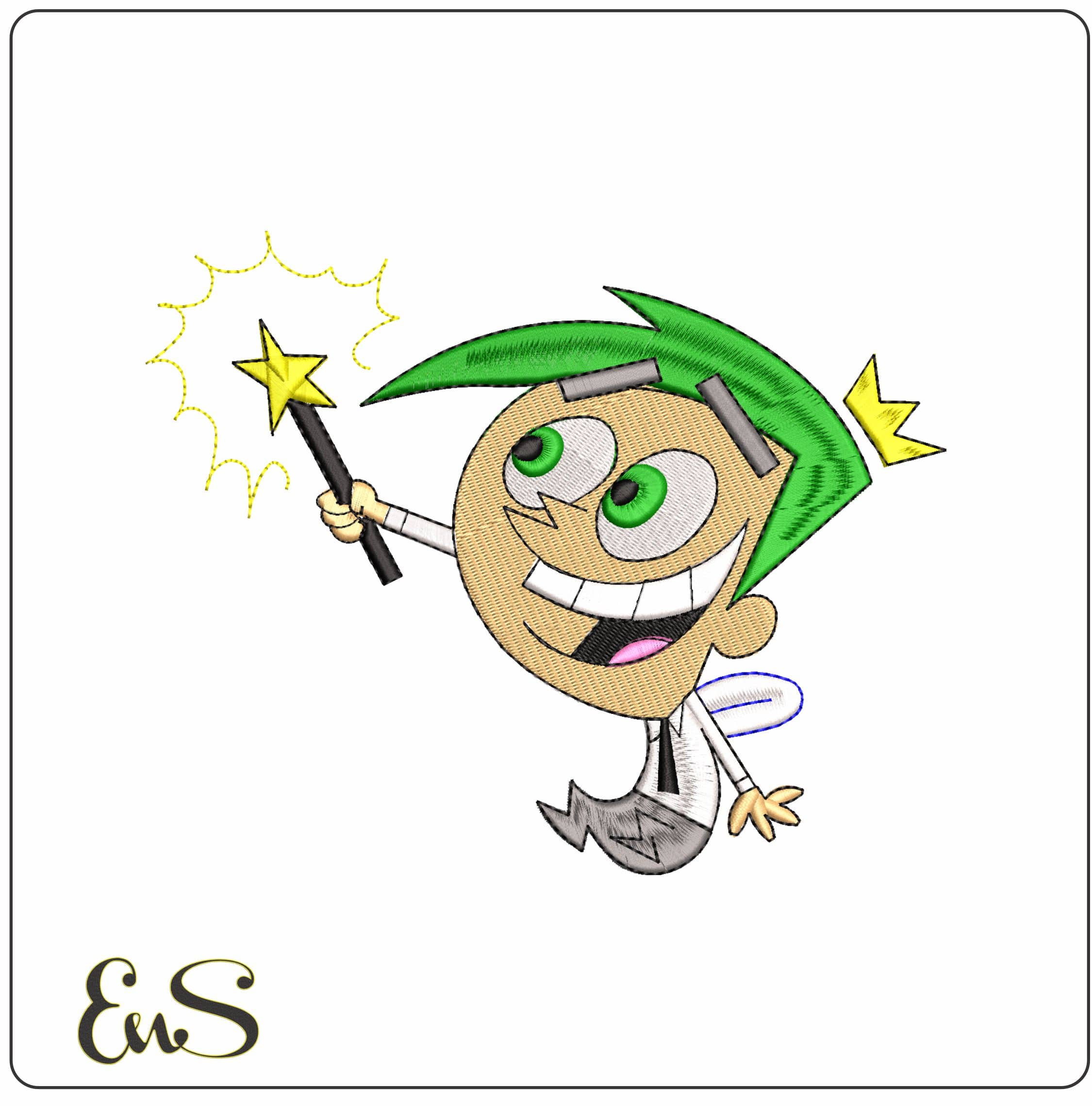 Cosmo The Fairly OddParents  - Elegant embroidery design file - instant download